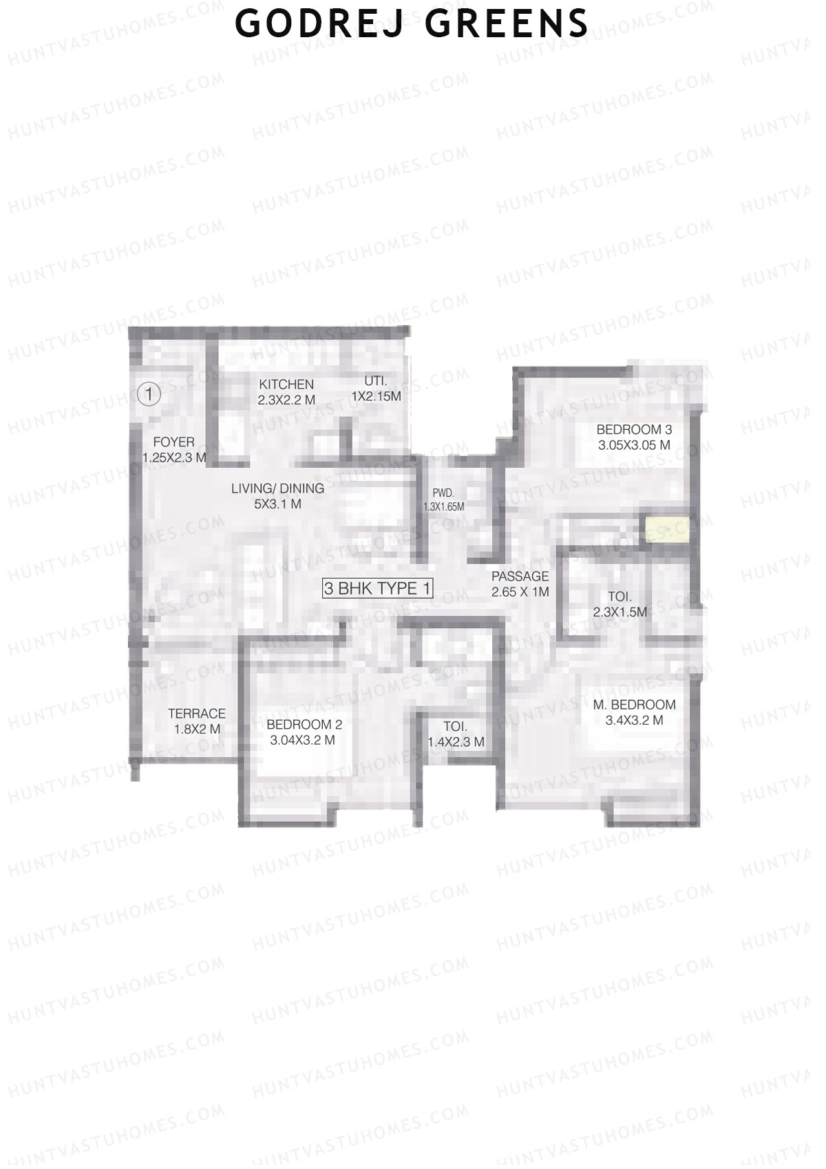 Godrej Greens B4 Wing B Unit 1 (Type 1) Floor Plan