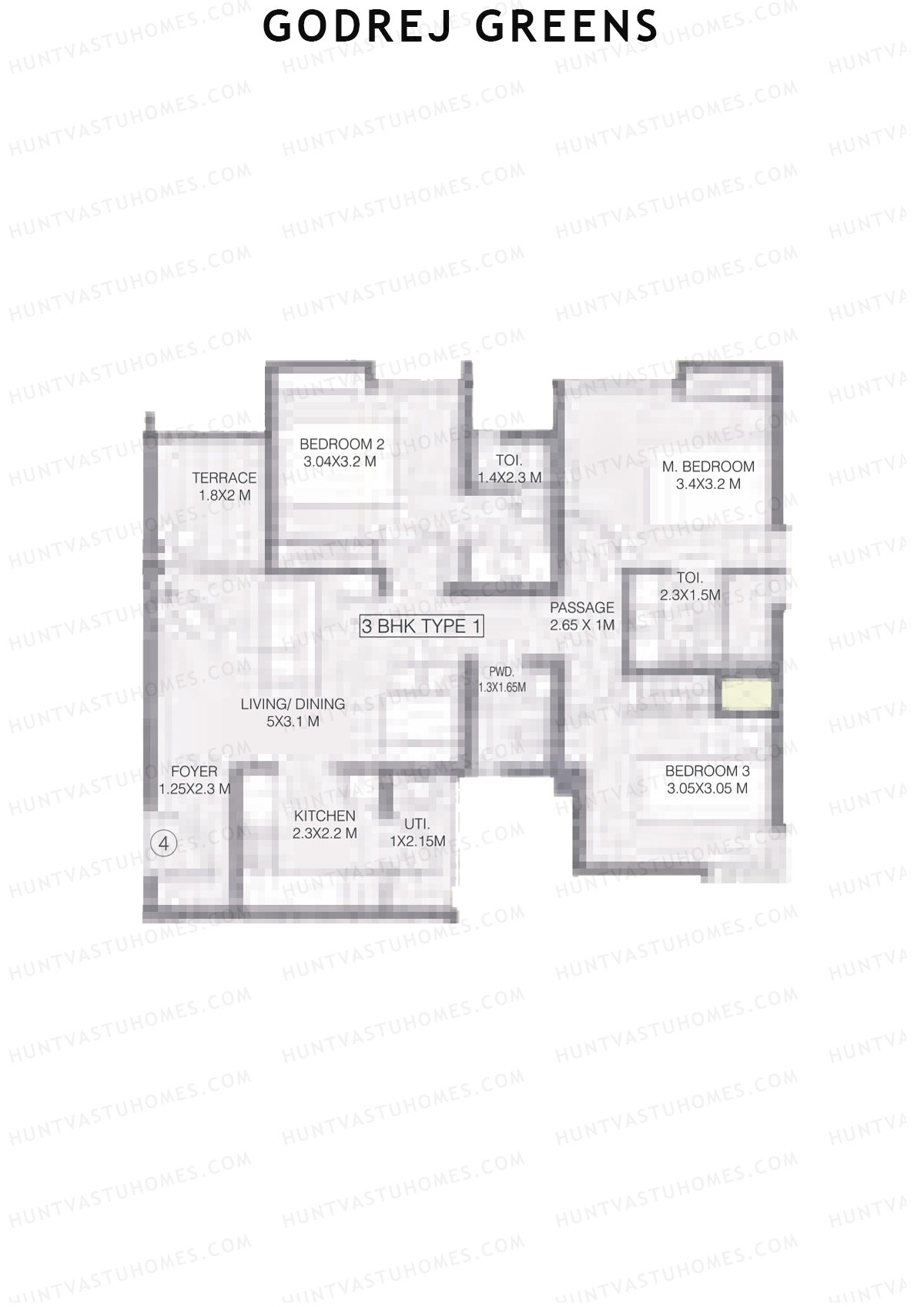 Godrej Greens B4 Wing B Unit 4 (Type 1) Floor Plan