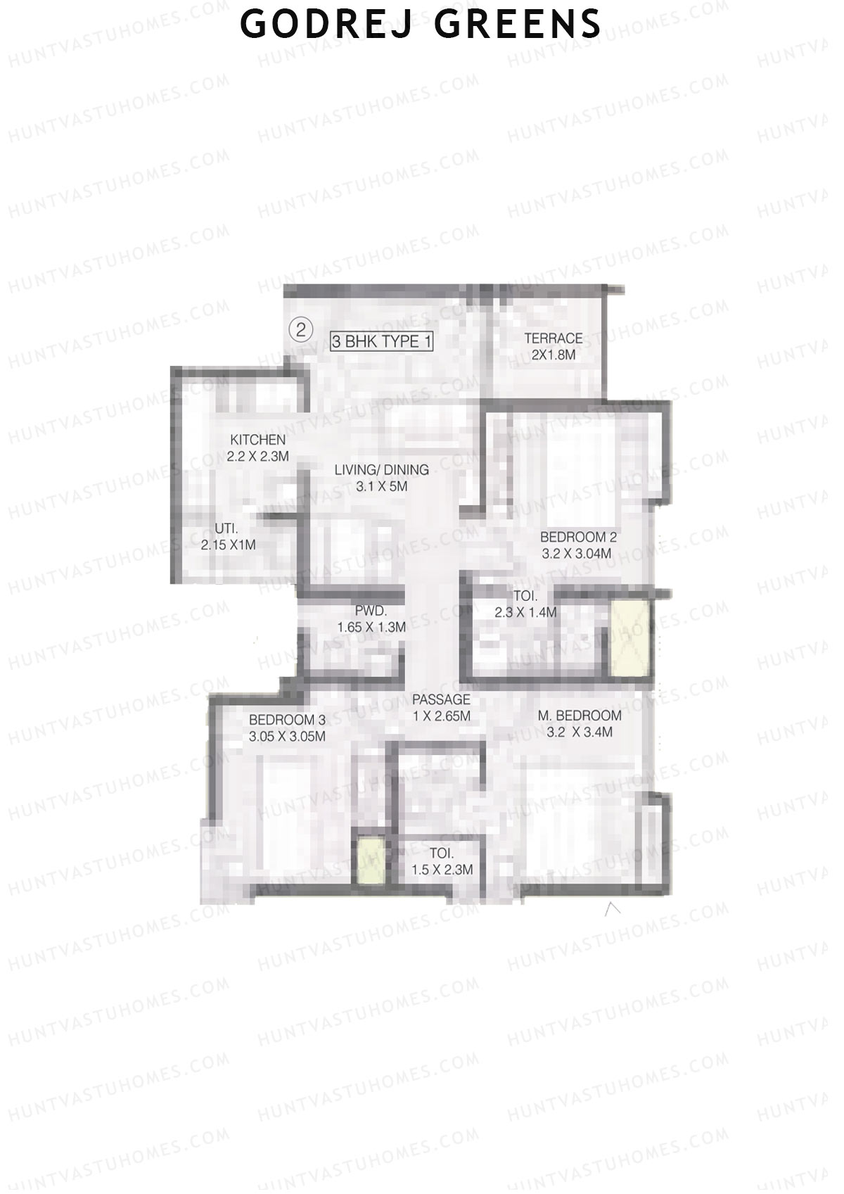 Godrej Greens B5 Wing A Unit 2 (Type 1) Floor Plan