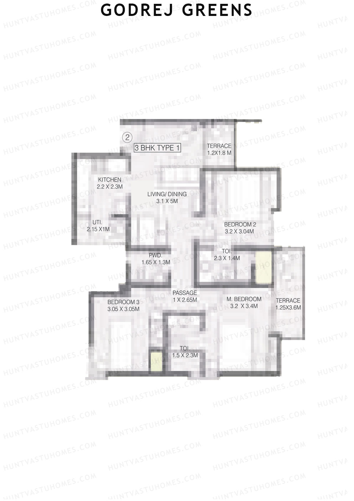 Godrej Greens B5 Wing A Unit 2 (Type 1) Floor Plan