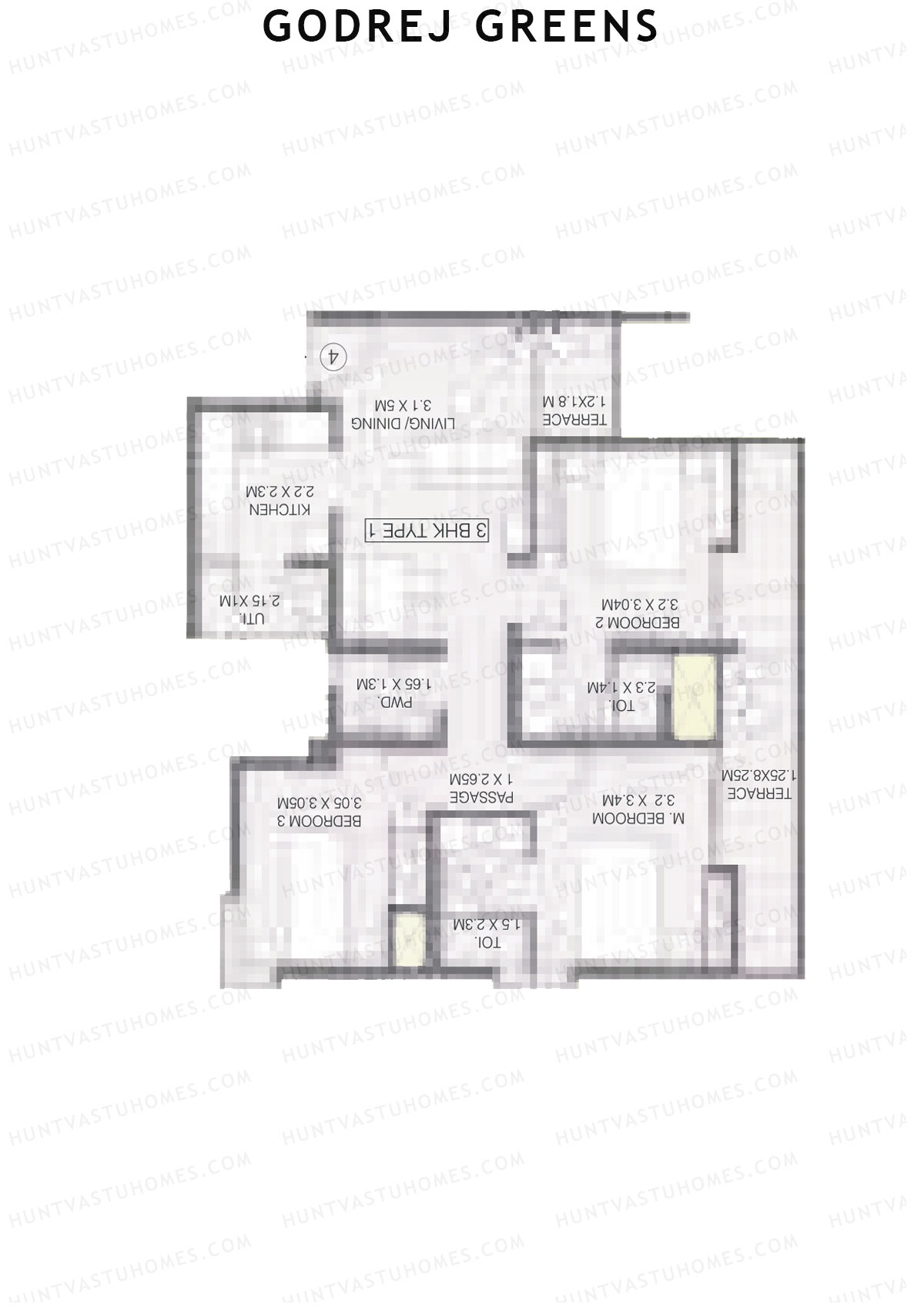 Godrej Greens B5 Wing A Unit 2 (Type 1) Floor Plan