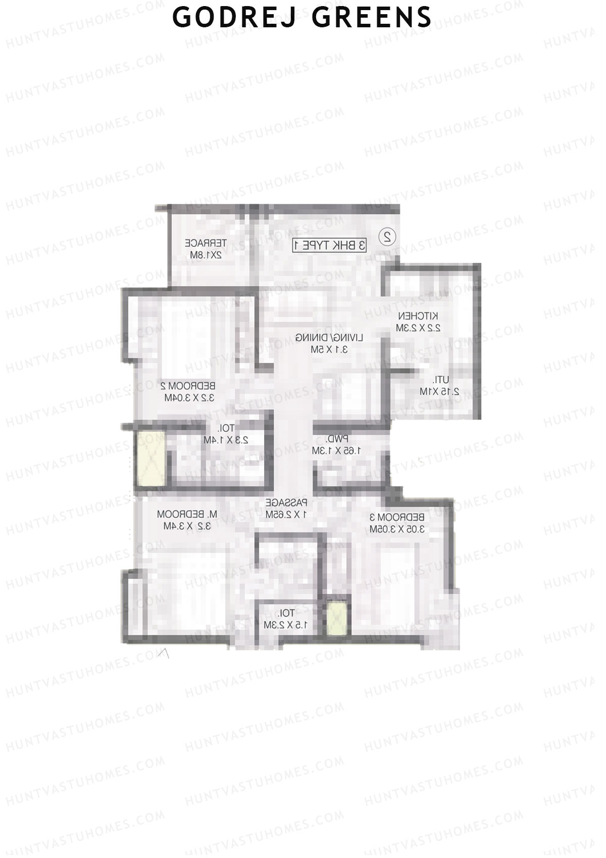 Godrej Greens B5 Wing A Unit 3 (Type 1) Floor Plan