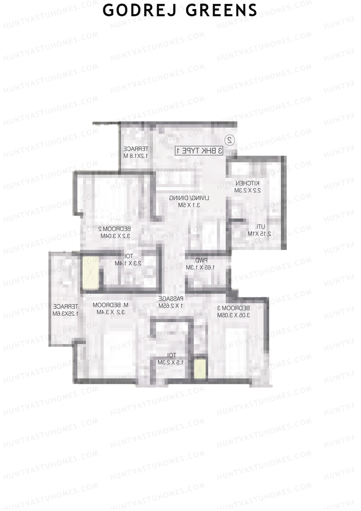 Godrej Greens B5 Wing A Unit 3 (Type 1) Floor Plan