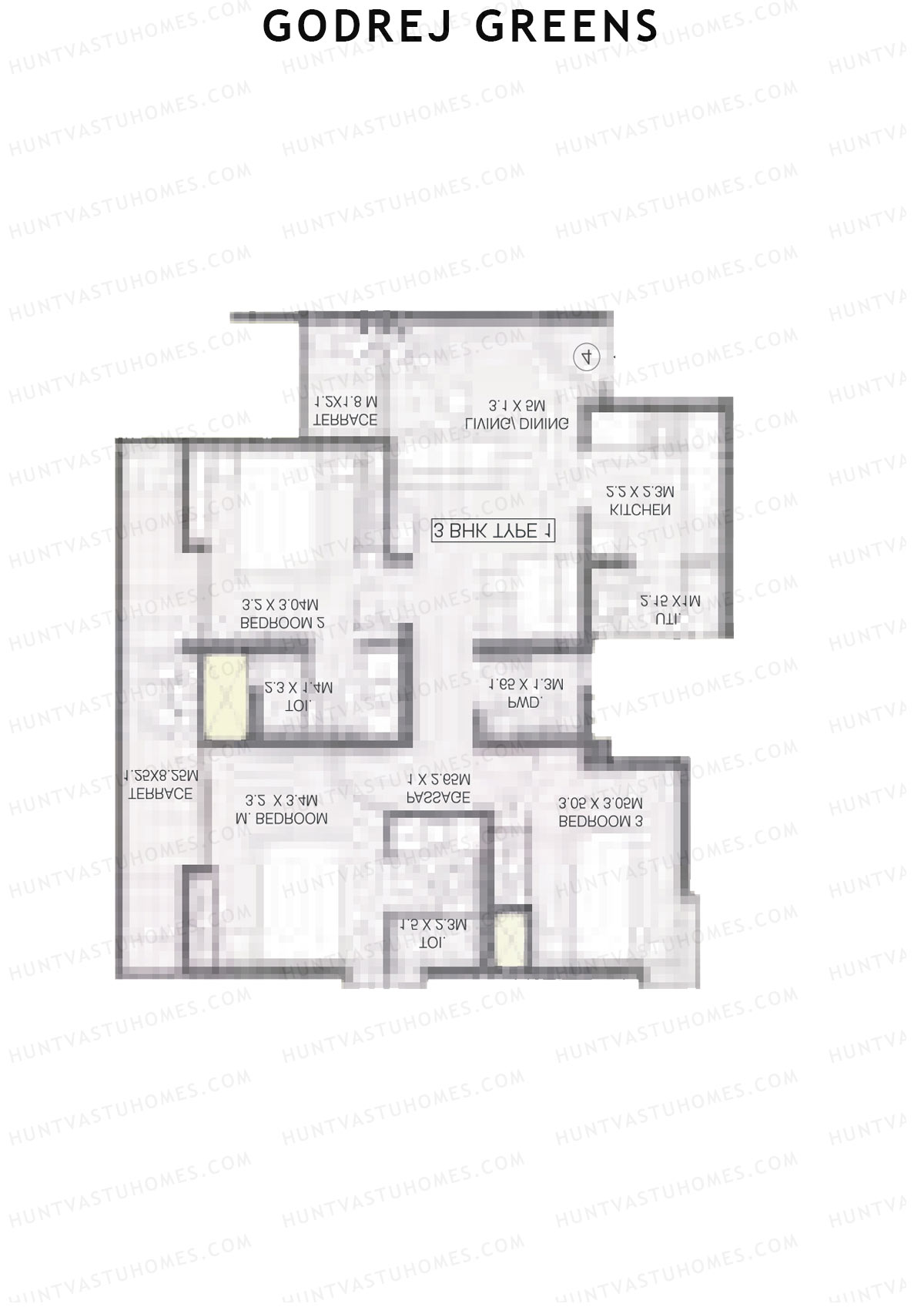 Godrej Greens B5 Wing A Unit 3 (Type 1) Floor Plan