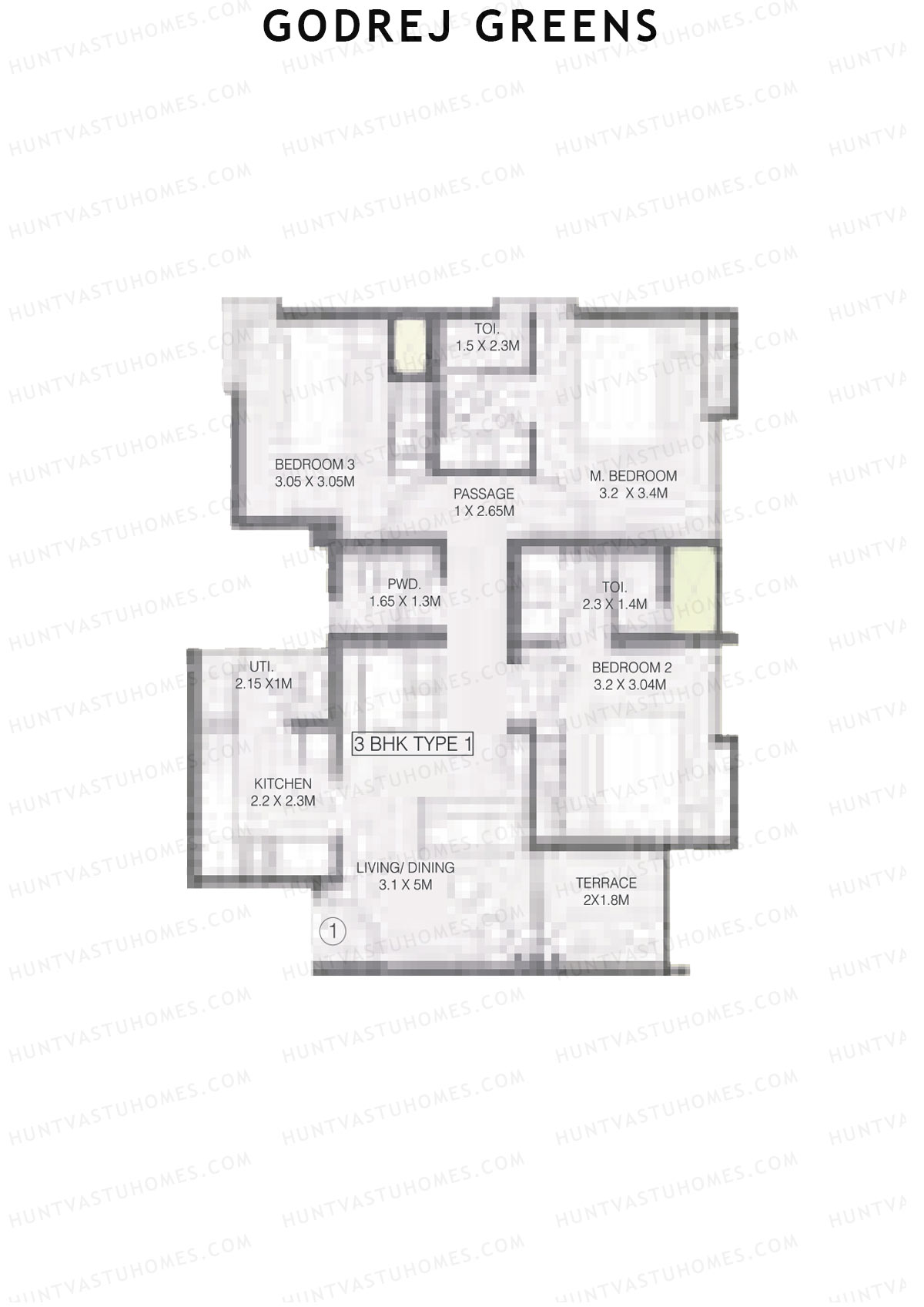 Godrej Greens B5 Wing B Unit 1 (Type 1) Floor Plan