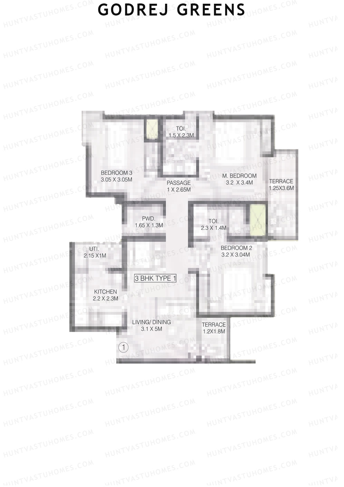 Godrej Greens B5 Wing B Unit 1 (Type 1) Floor Plan