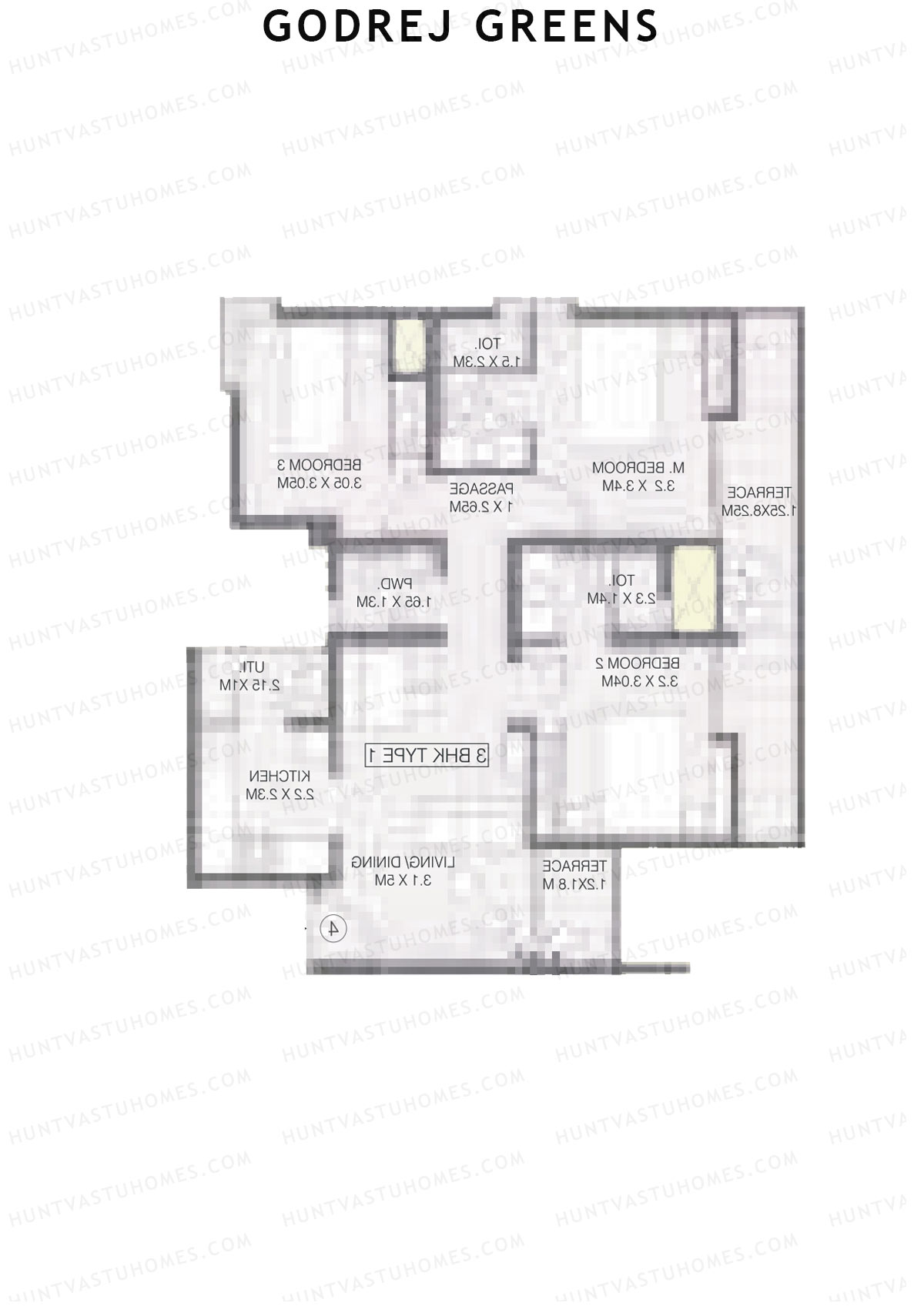 Godrej Greens B5 Wing B Unit 1 (Type 1) Floor Plan