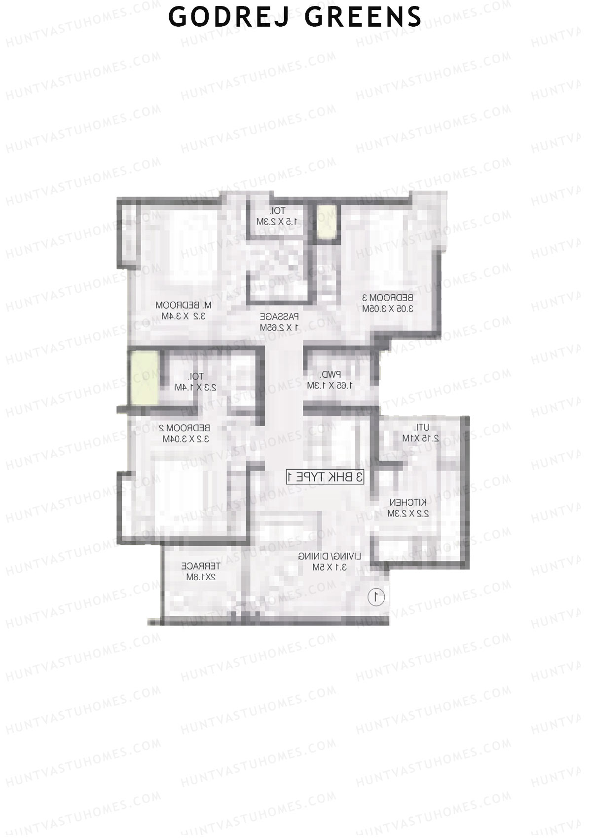 Godrej Greens B5 Wing B Unit 4 (Type 1) Floor Plan