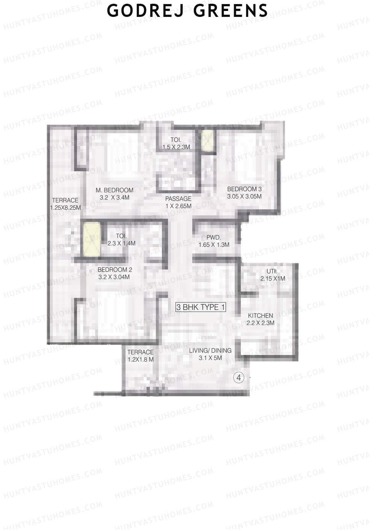 Godrej Greens B5 Wing B Unit 4 (Type 1) Floor Plan