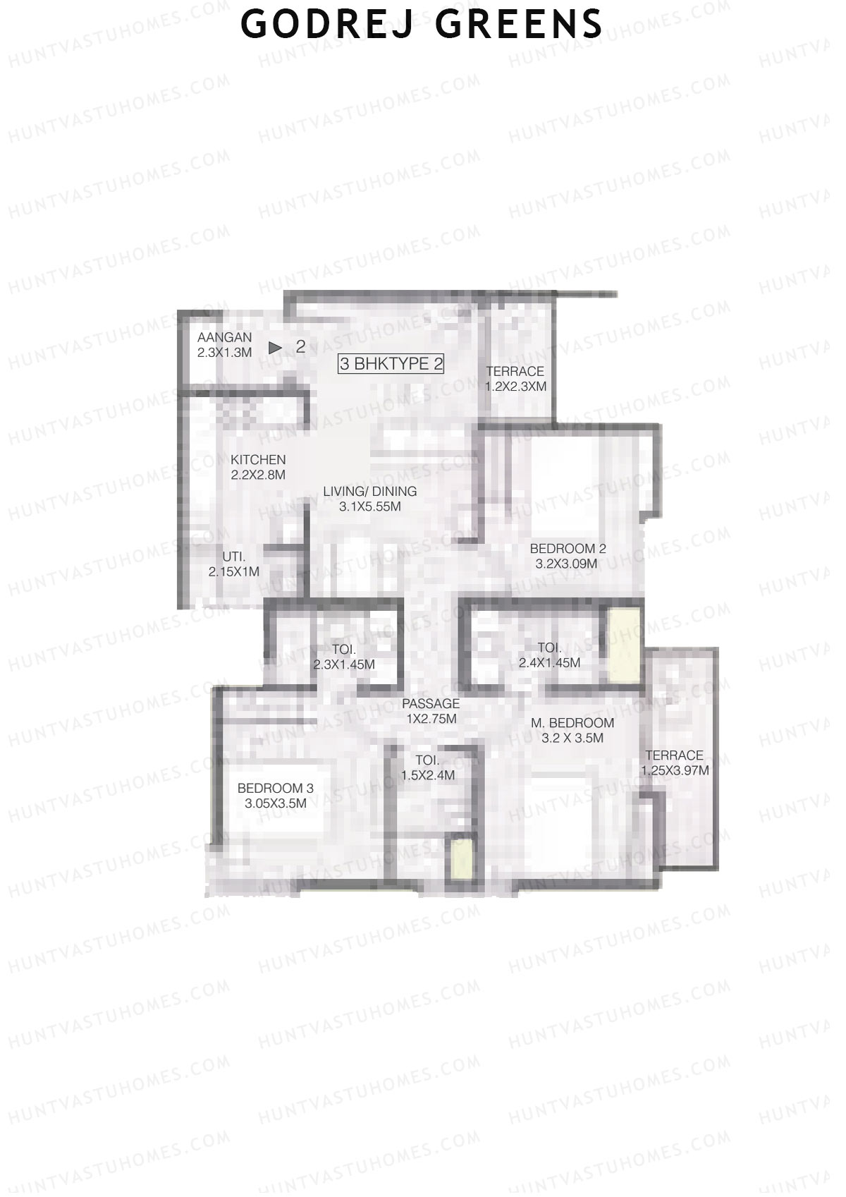 Godrej Greens B6 Wing A Unit 2 (Type 2) Floor Plan