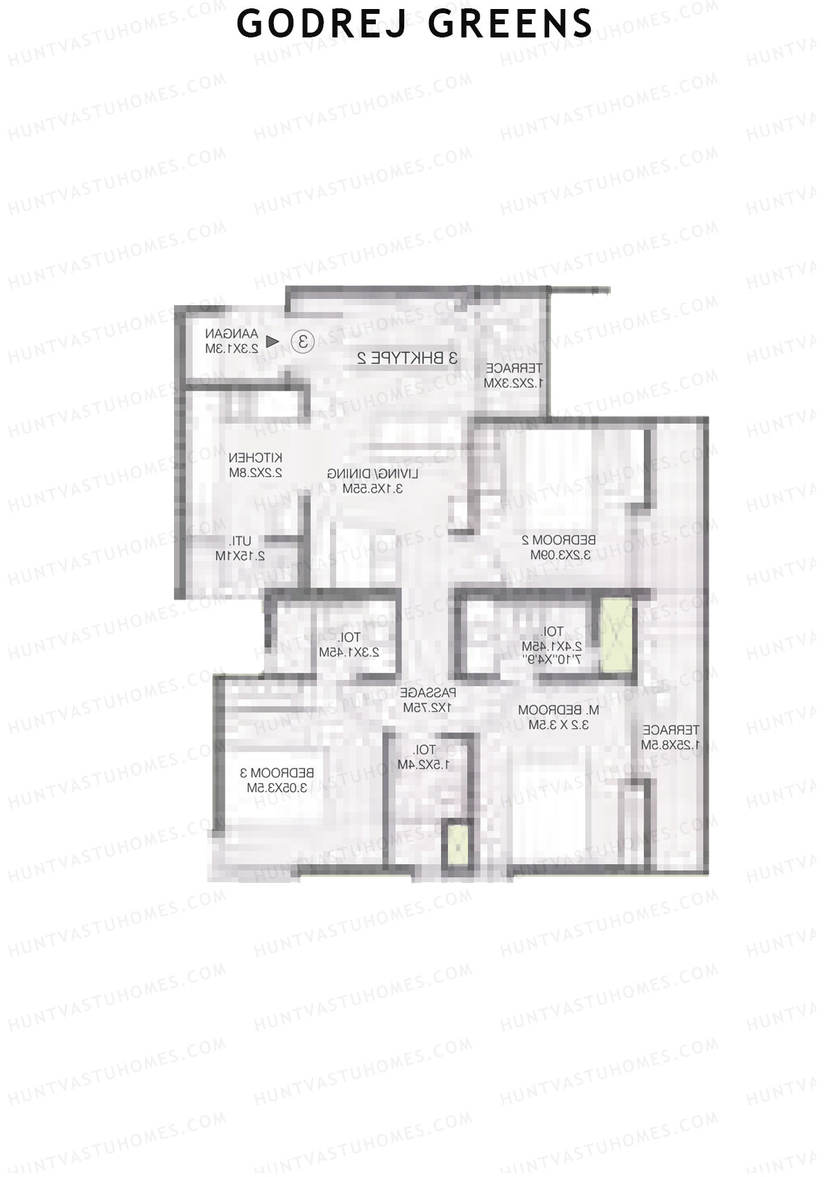 Godrej Greens B6 Wing A Unit 2 (Type 2) Floor Plan
