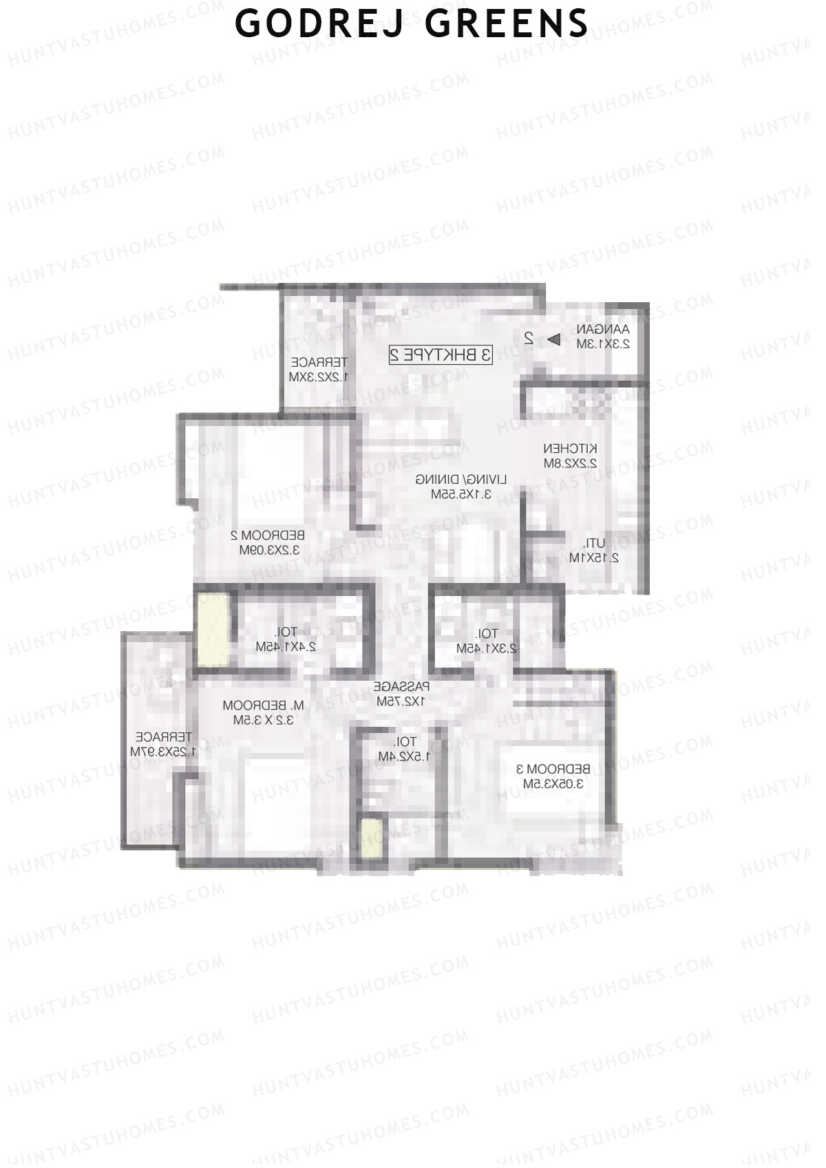 Godrej Greens B6 Wing A Unit 3 (Type 2) Floor Plan
