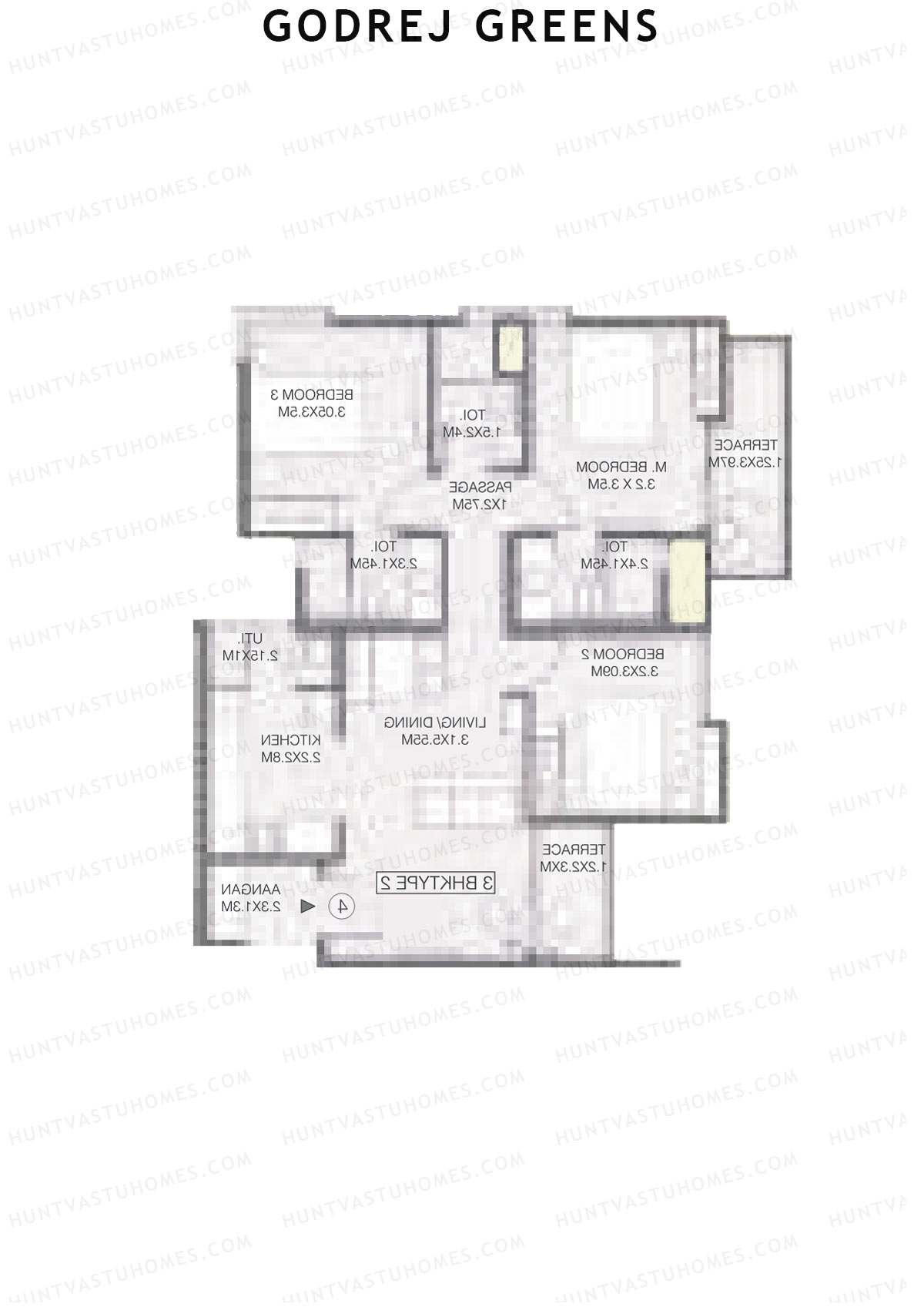 Godrej Greens B6 Wing C Unit 1 (Type 2) Floor Plan