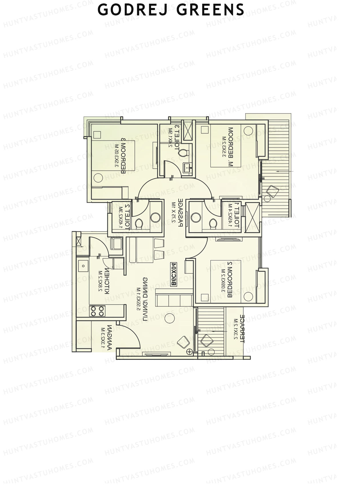 Godrej Greens B6 Wing C Unit 1 (Type 2) Floor Plan