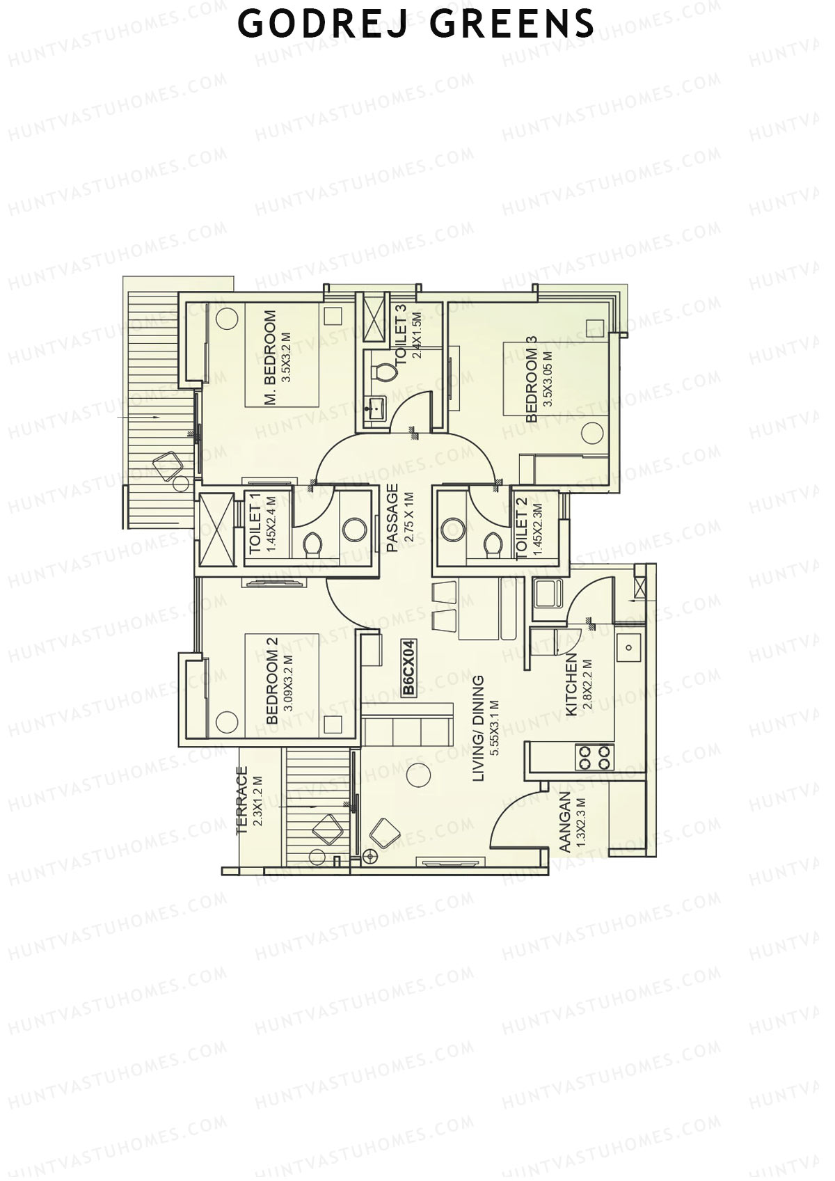 Godrej Greens B6 Wing C Unit 4 (Type 2) Floor Plan