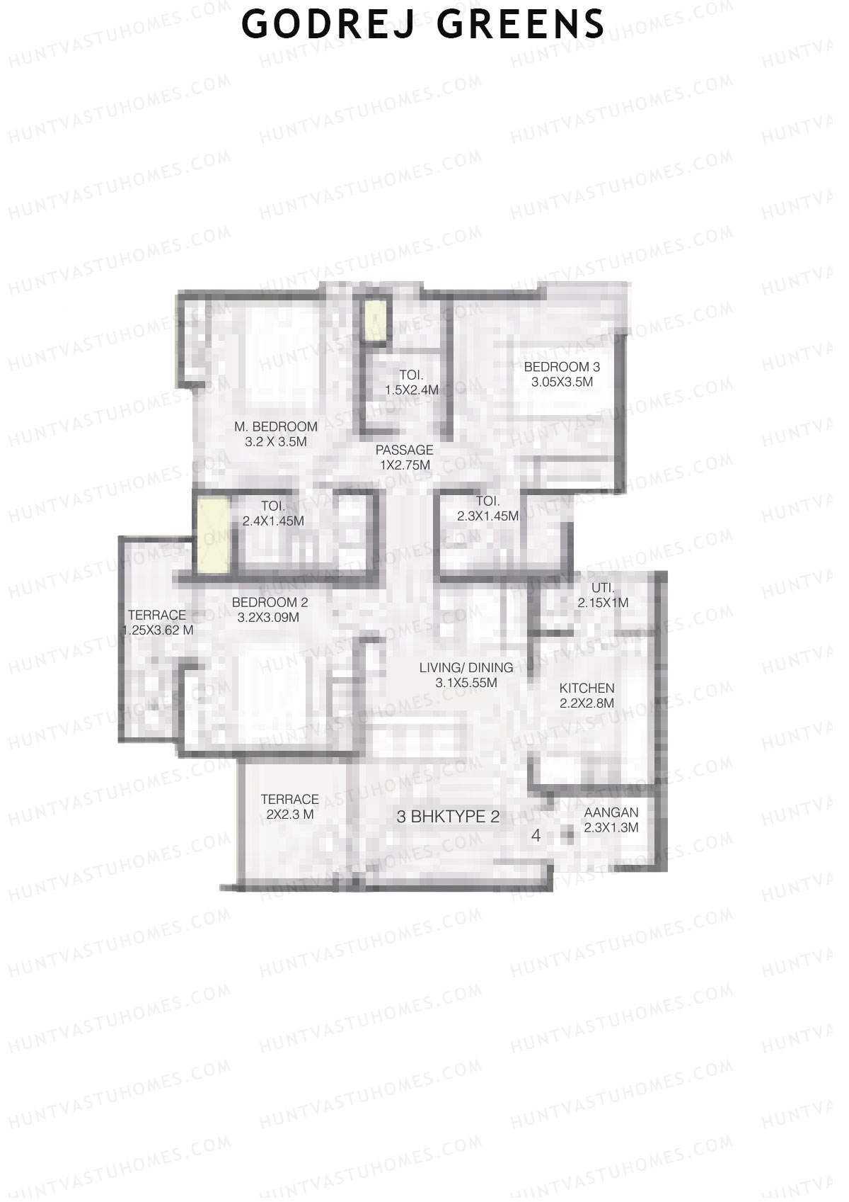 Godrej Greens B6 Wing C Unit 4 (Type 2) Floor Plan