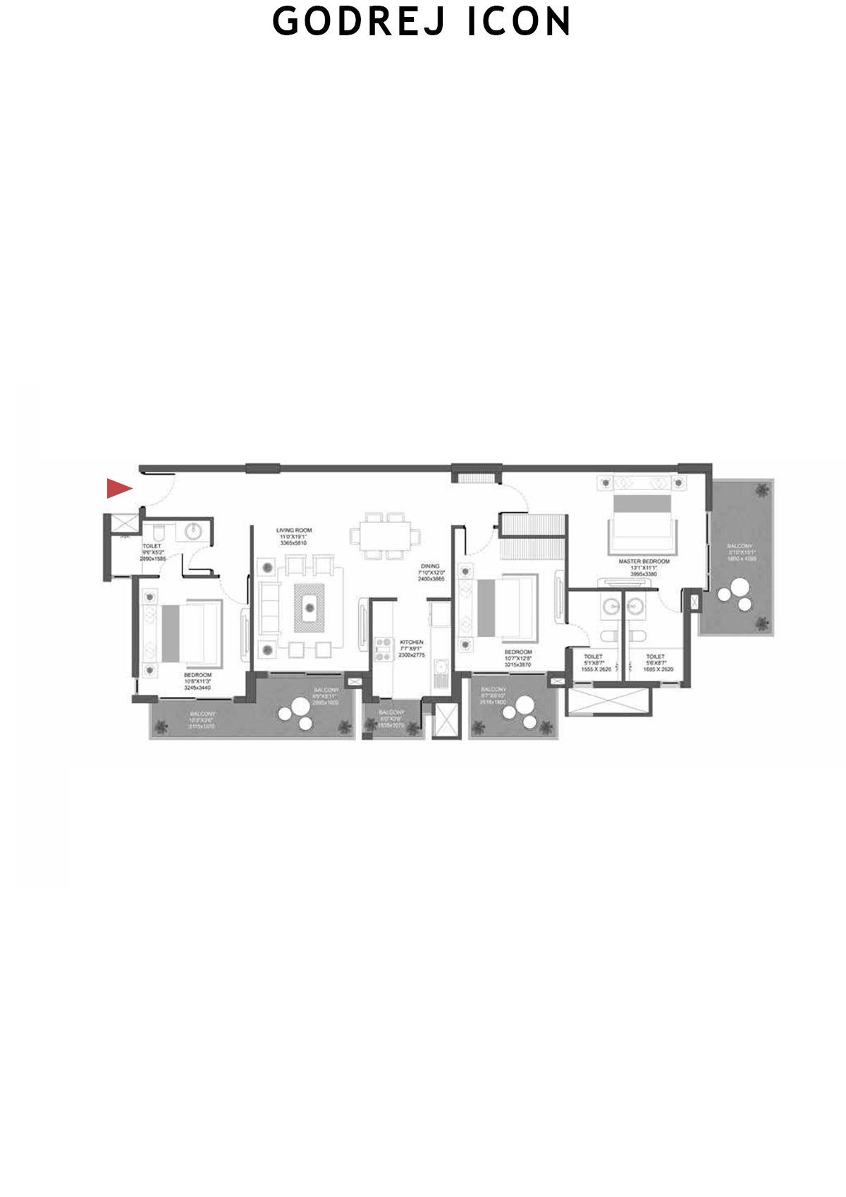 Godrej Icon Tower A Unit 2 (Type A) Floor Plan
