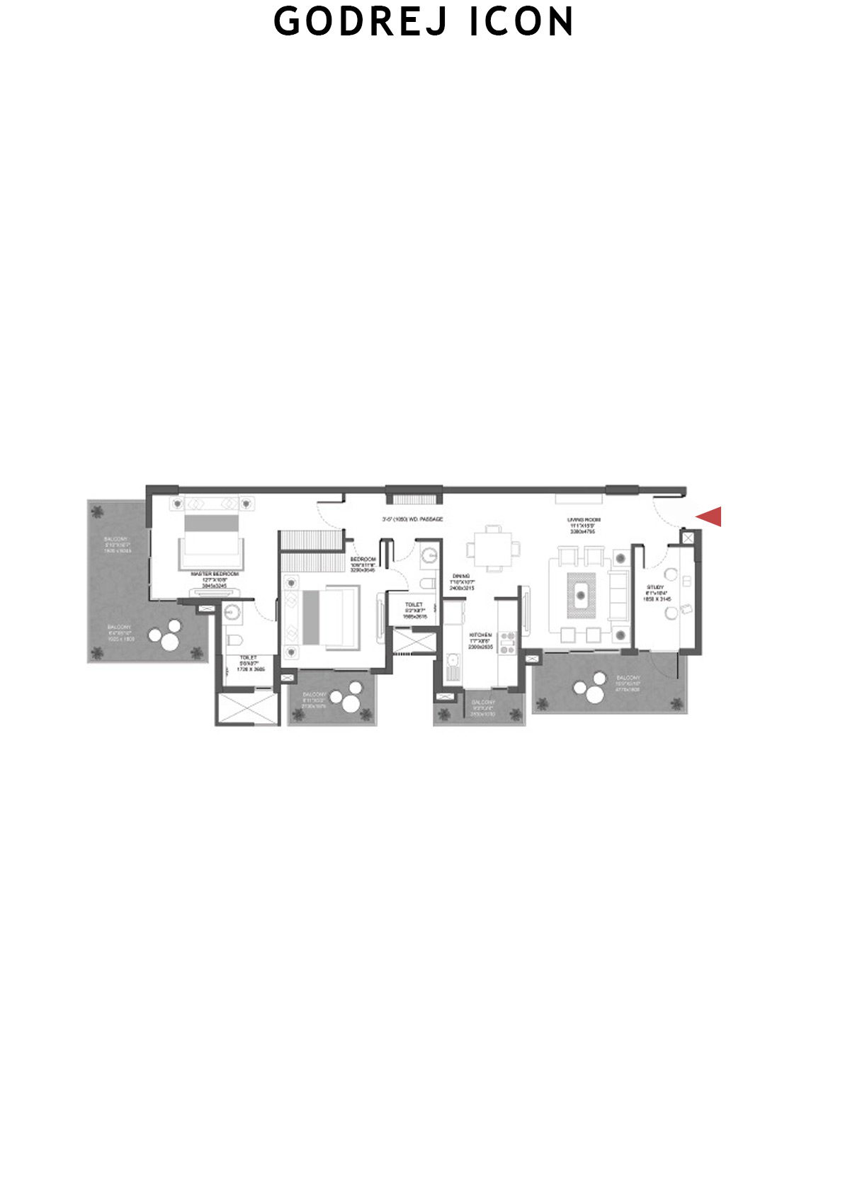Godrej Icon Tower A Unit 3 (Type C) Floor Plan