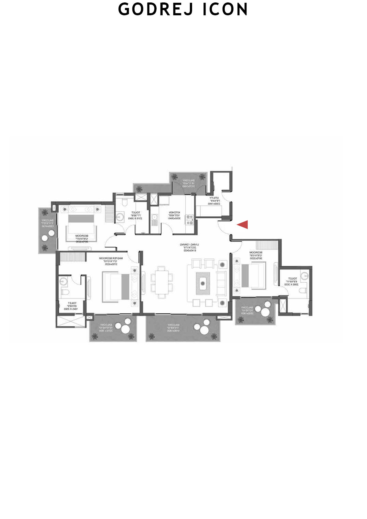 Godrej Icon Tower B Unit 3 (Type B) Floor Plan