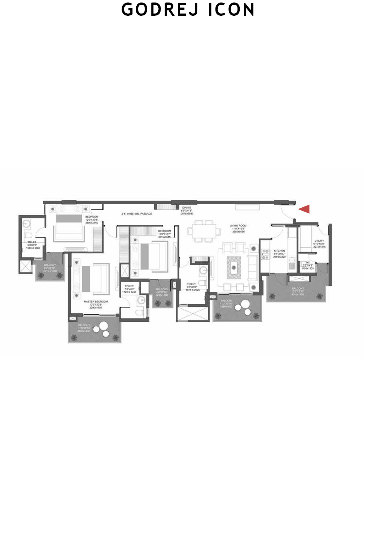 Godrej Icon Tower C Unit 3 (Type B) Floor Plan