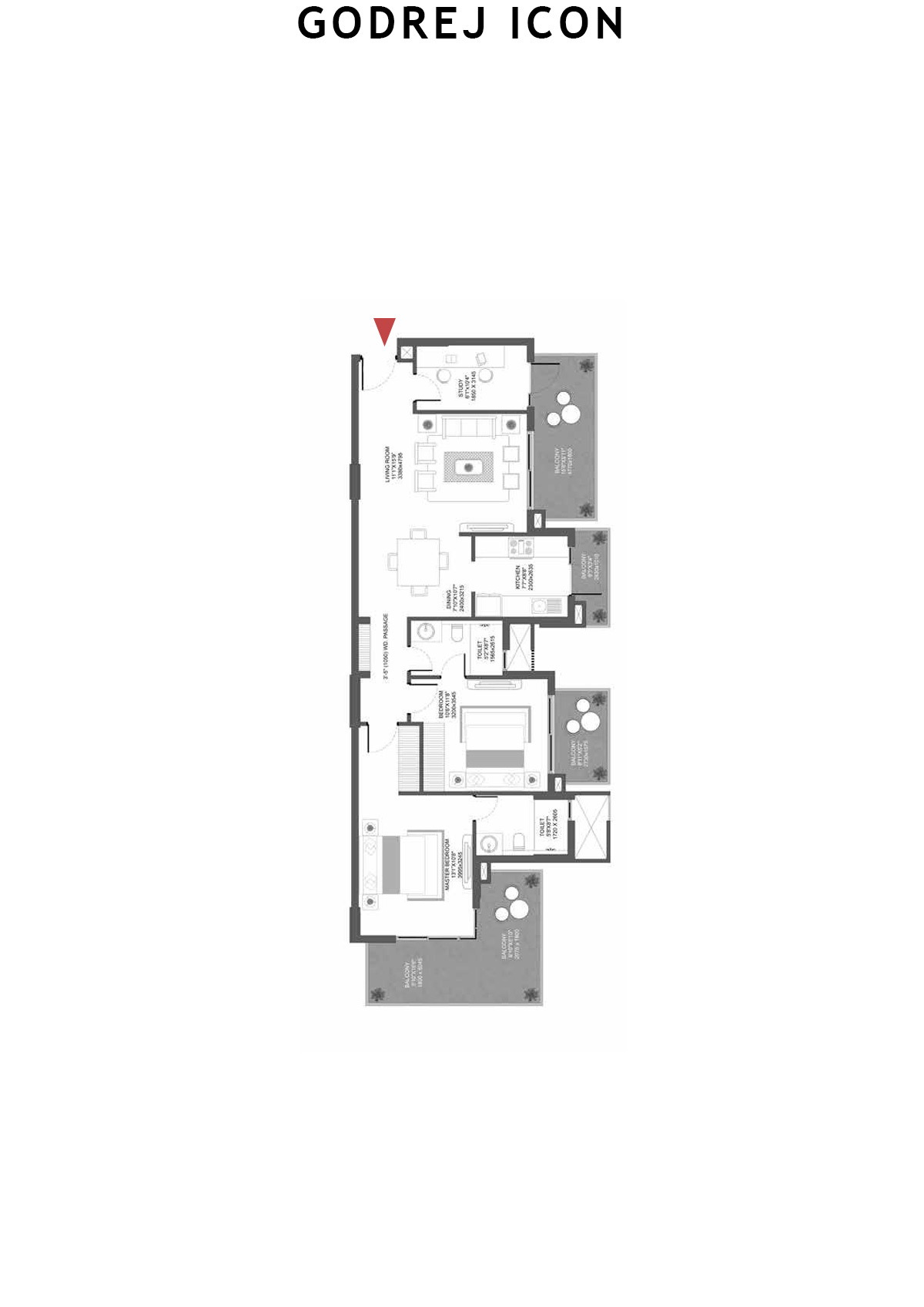 Godrej Icon Tower D Unit 2 (Type A) Floor Plan