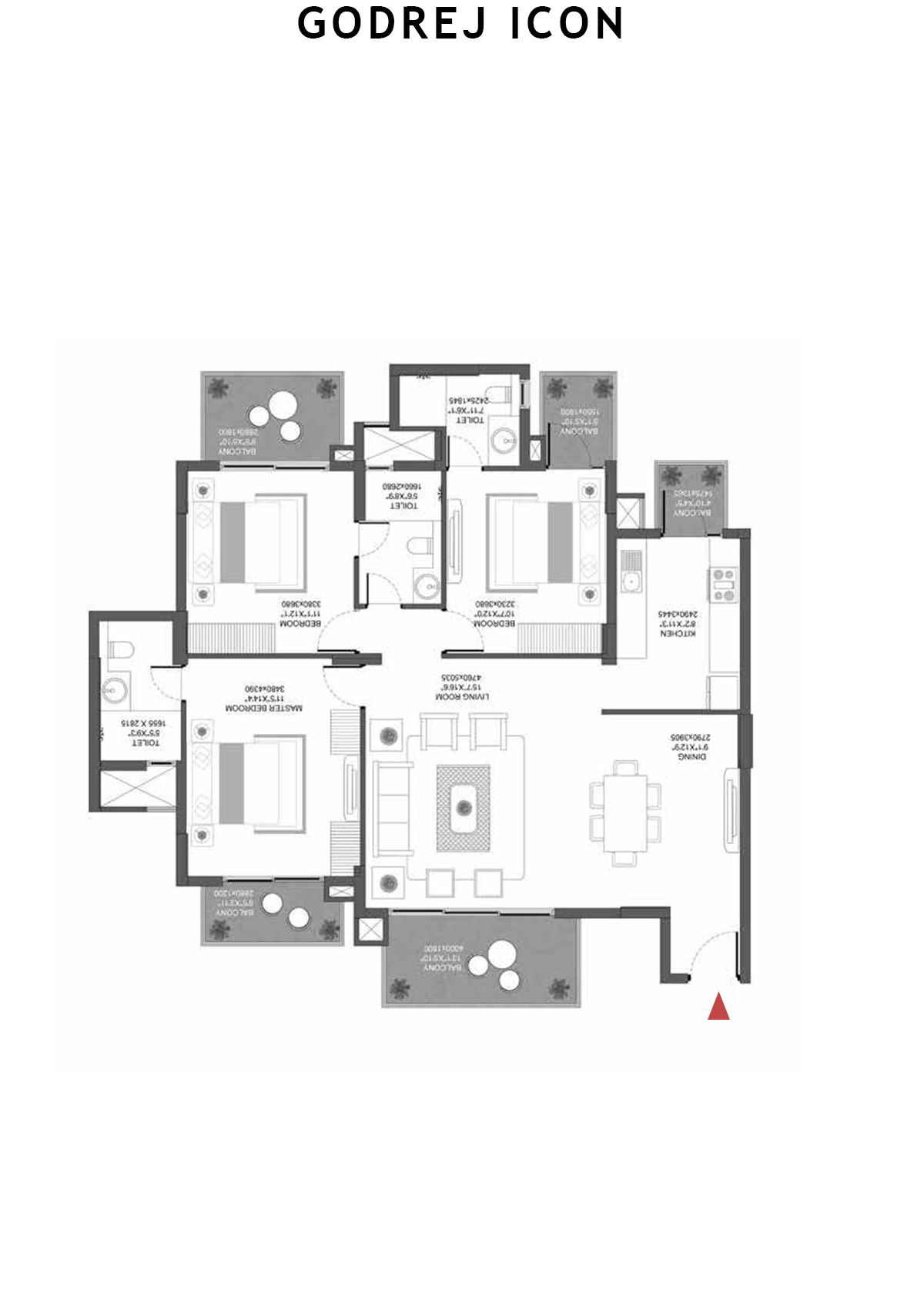 Godrej Icon Tower D Unit 4 (Type C) Floor Plan