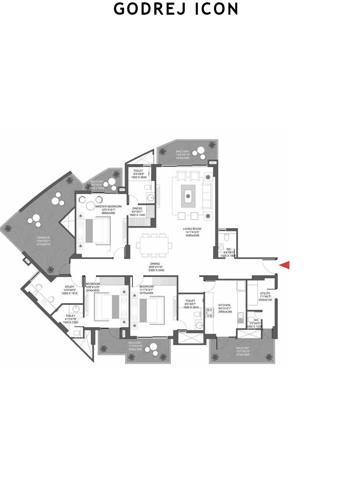 Godrej Icon Iconic Tower Unit 2 (Type  A) Floor Plan