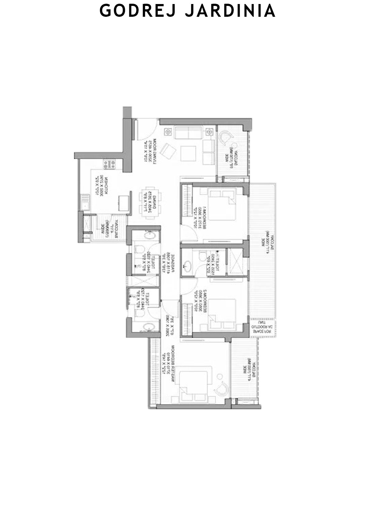Godrej Jardinia Tower 1 Unit 2 (Type 1) Floor Plan