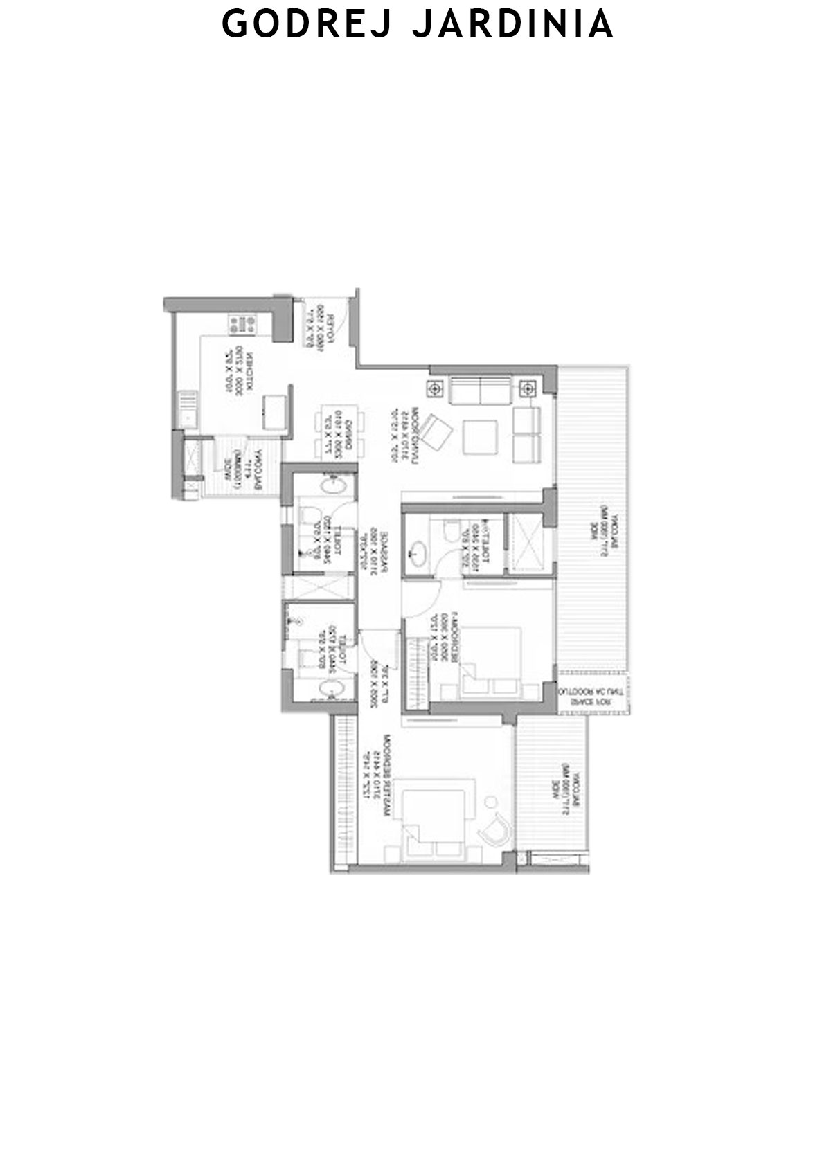 Godrej Jardinia Tower 1 Unit 2 (Type 2) Floor Plan