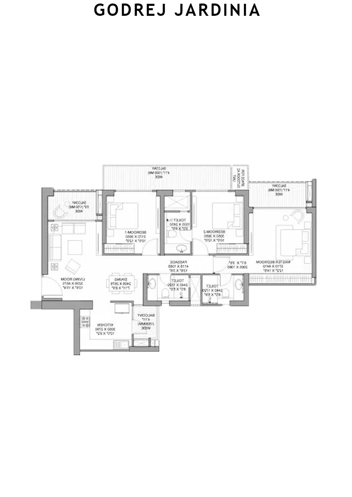 Godrej Jardinia Tower 3 Unit 2 (Type 1) Floor Plan