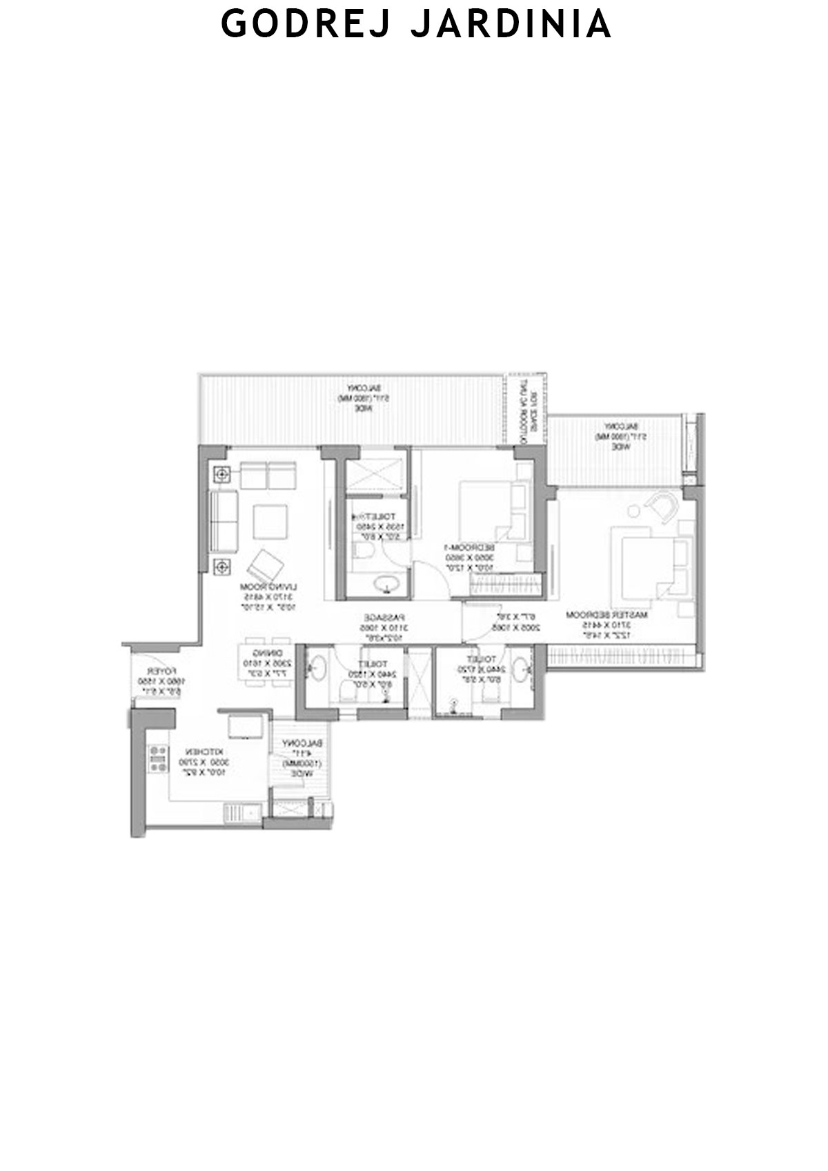 Godrej Jardinia Tower 3 Unit 2 (Type 2) Floor Plan