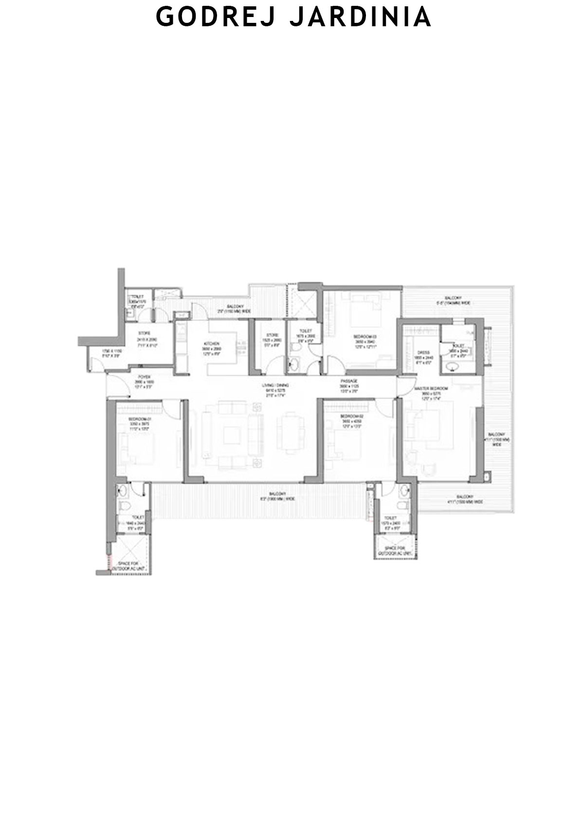 Godrej Jardinia Tower 3 Unit 4 (Type 1) Floor Plan