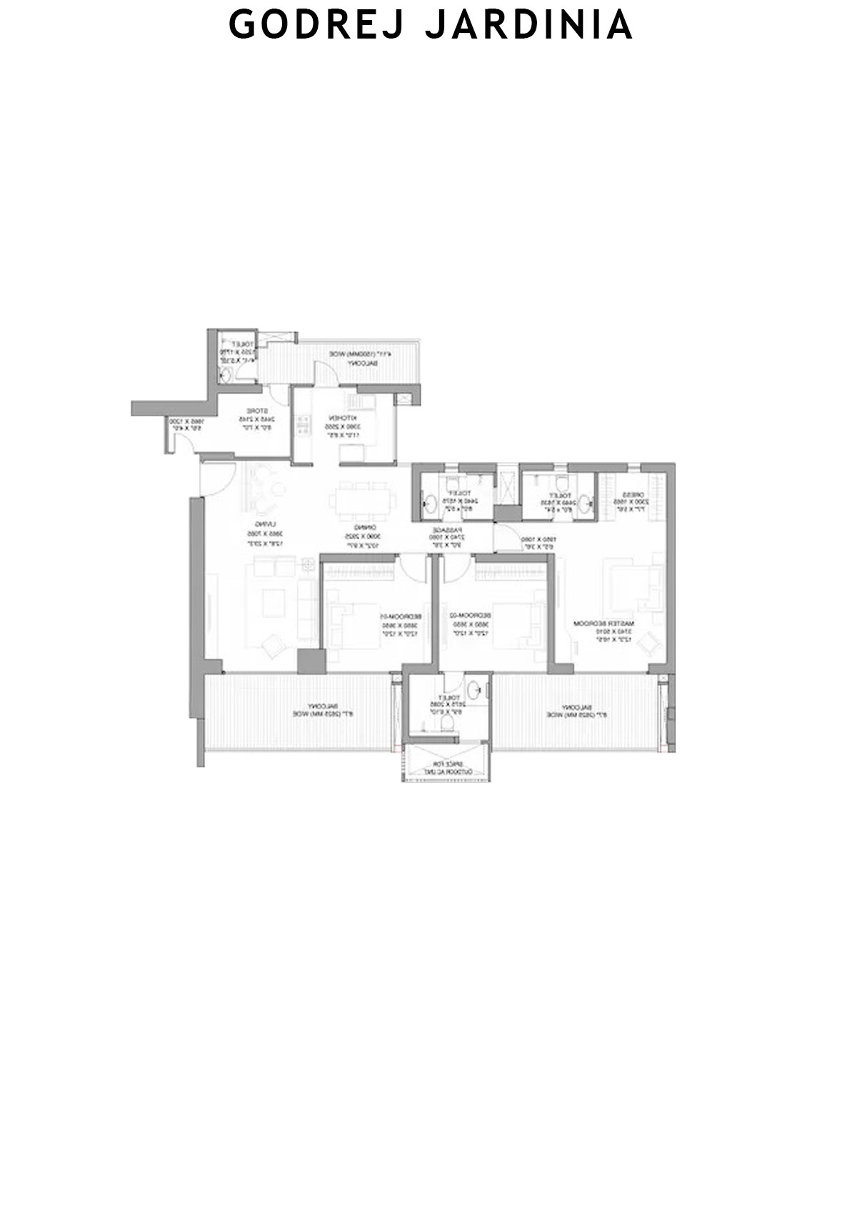 Godrej Jardinia Tower 5 Unit 4 (Type 2) Floor Plan