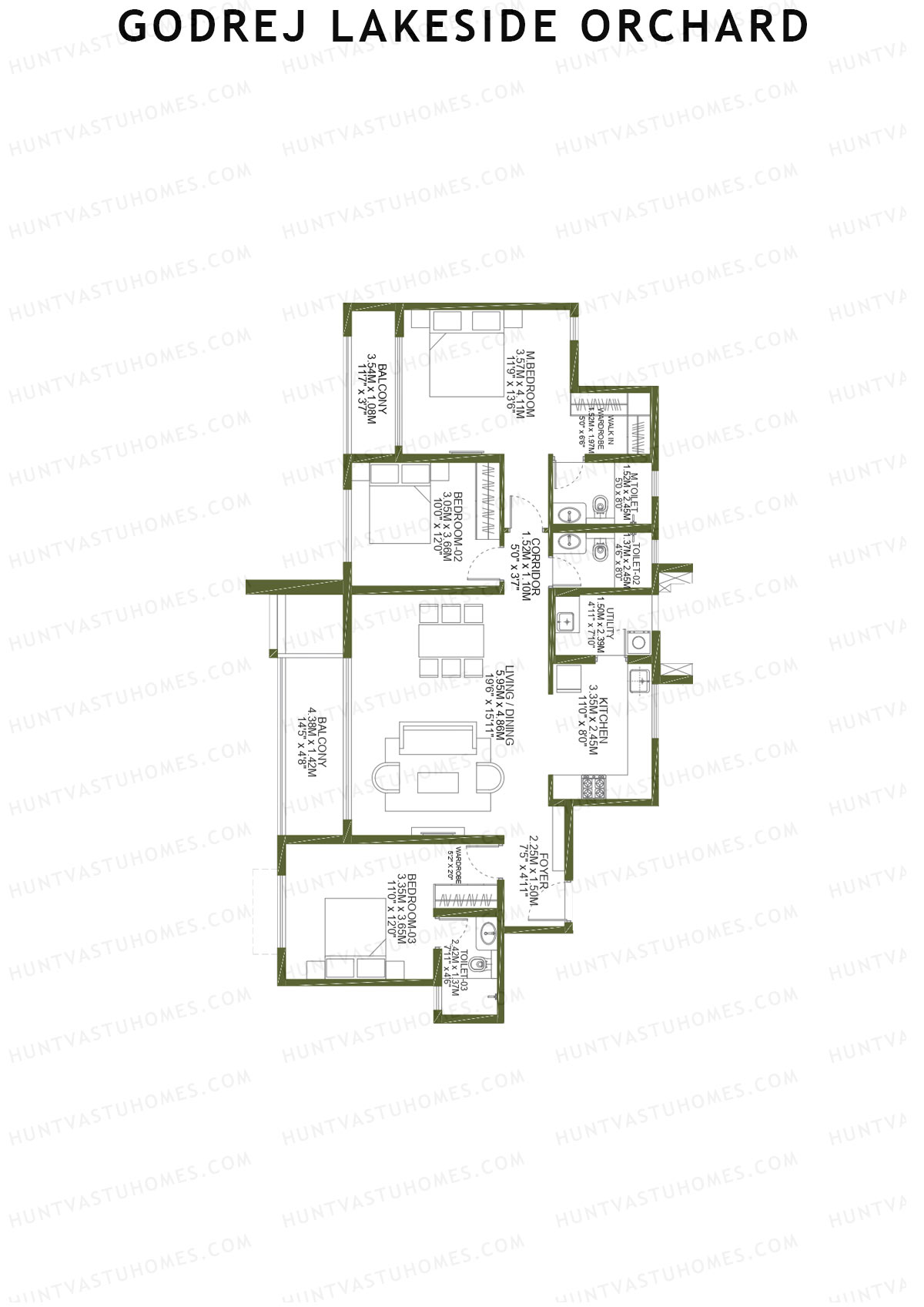 Godrej Lakeside Orchard Tower F Unit 1 Floor Plan