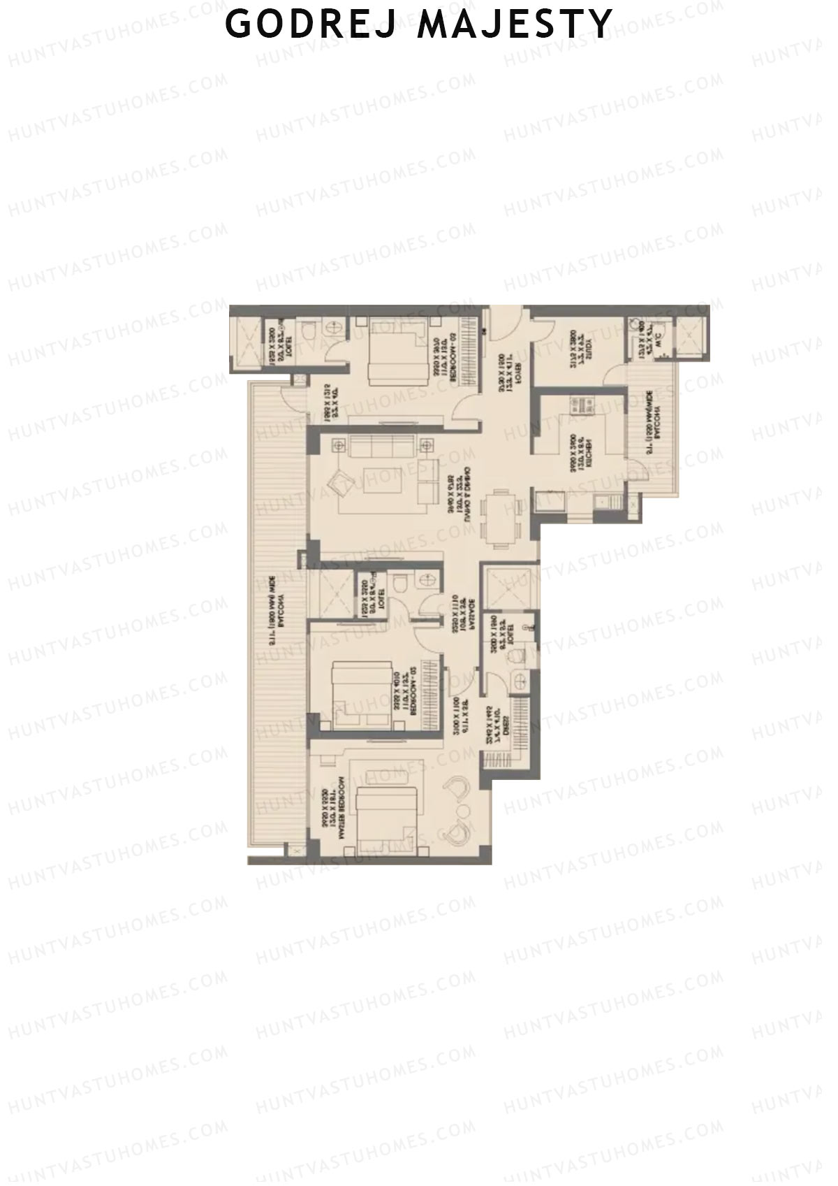 Godrej Majesty Tower 1 Unit 3 (Type 3) Floor Plan