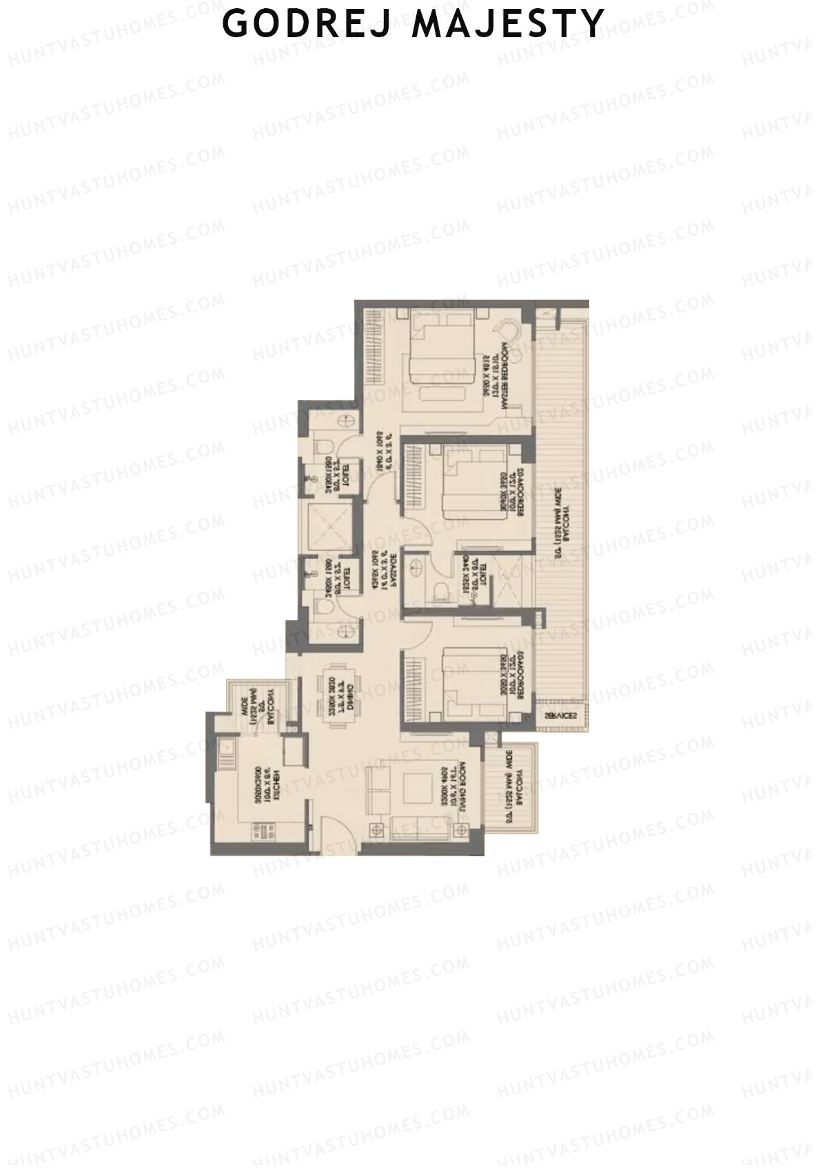 Godrej Majesty Tower 2 Unit 1 (Type 1) Floor Plan