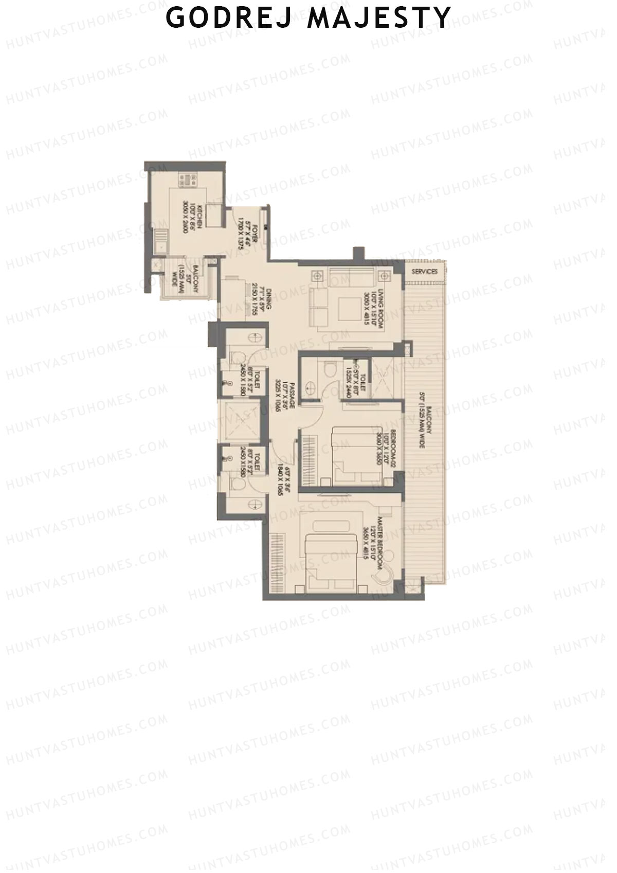 Godrej Majesty Tower 2 Unit 2 (Type 1) Floor Plan