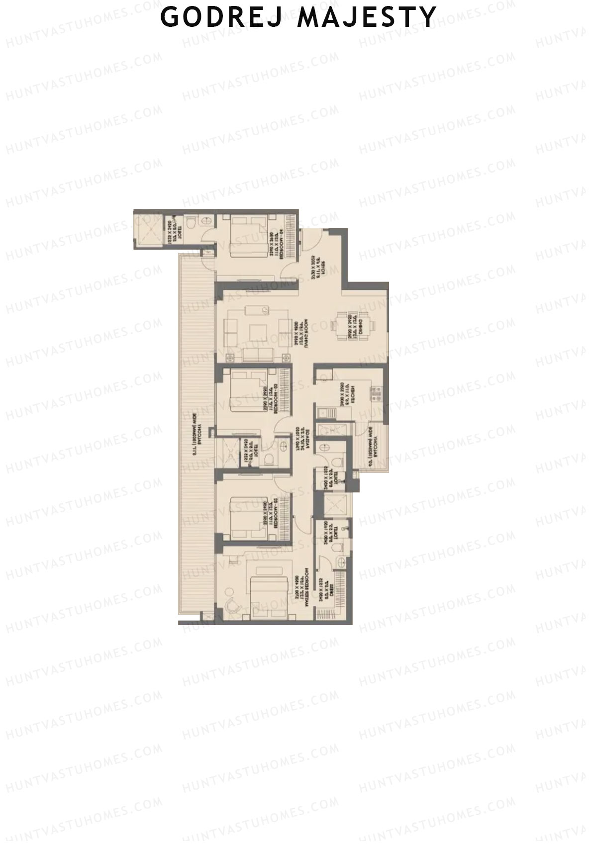 Godrej Majesty Tower 2 Unit 3 (Type 1) Floor Plan
