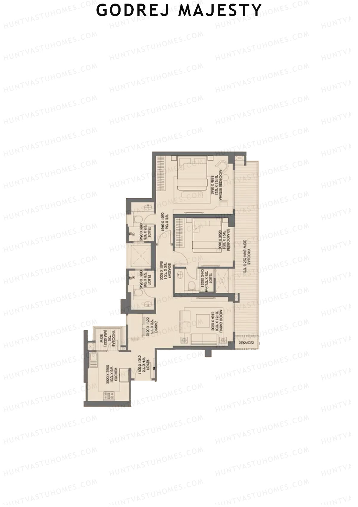 Godrej Majesty Tower 3 Unit 1 (Type 1) Floor Plan