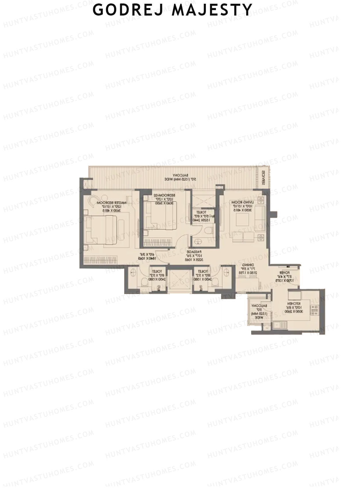 Godrej Majesty Tower 4 Unit 1 (Type 1) Floor Plan
