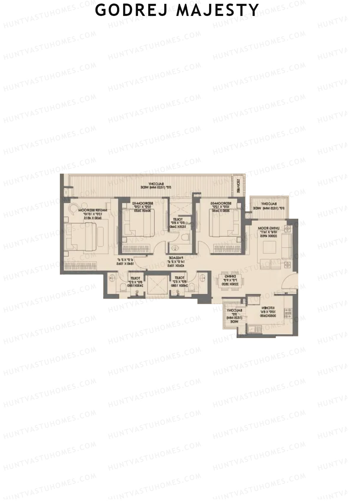 Godrej Majesty Tower 4 Unit 1 (Type 1) Floor Plan