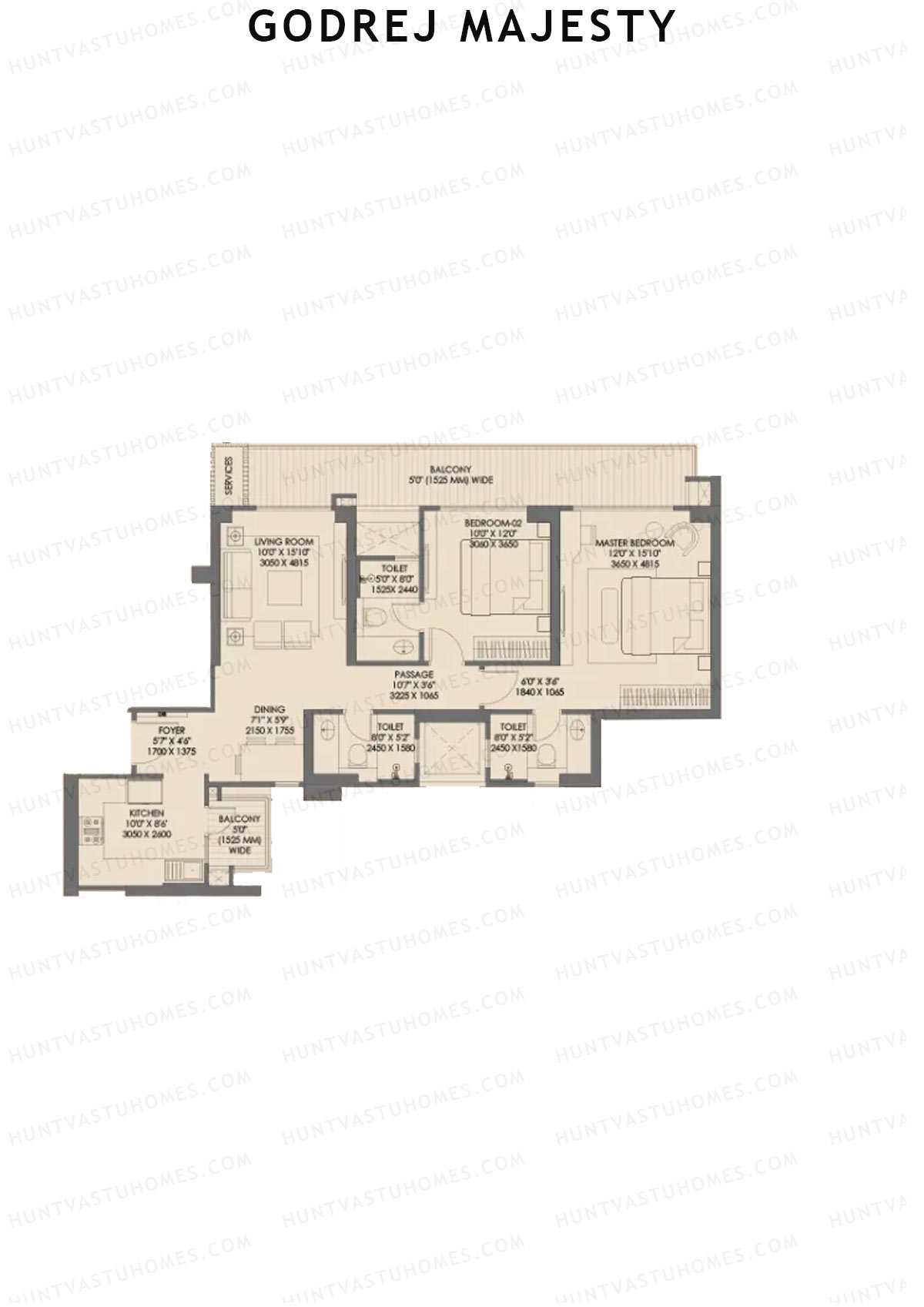 Godrej Majesty Tower 4 Unit 2 (Type 1) Floor Plan