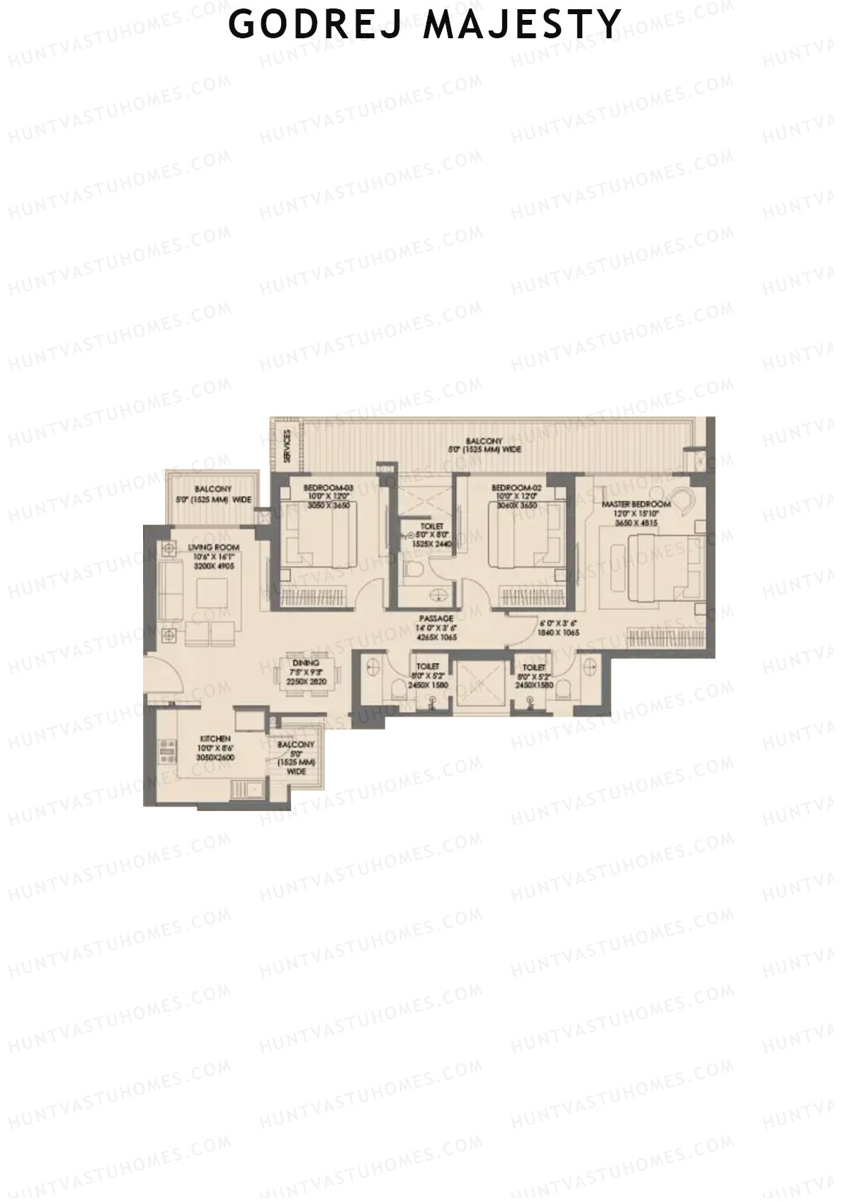 Godrej Majesty Tower 4 Unit 2 (Type 1) Floor Plan