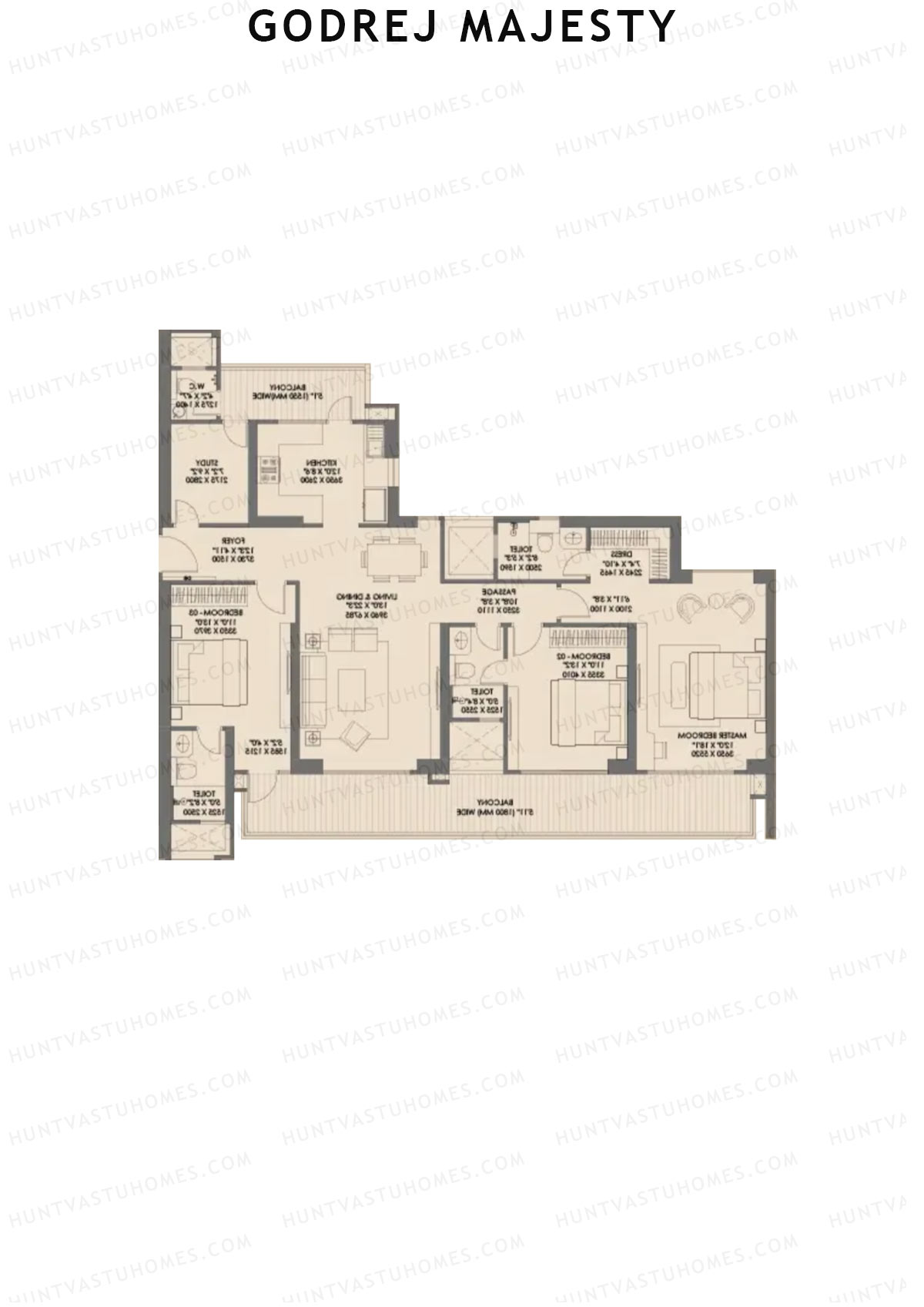 Godrej Majesty Tower 4 Unit 3 (Type 3) Floor Plan