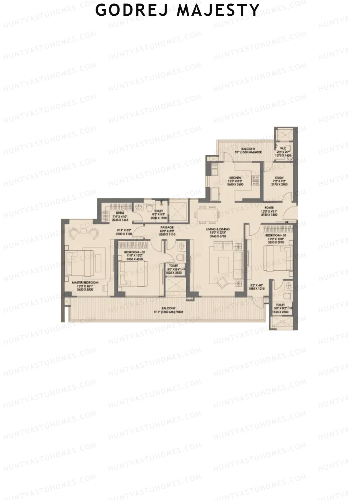 Godrej Majesty Tower 4 Unit 4 (Type 3) Floor Plan