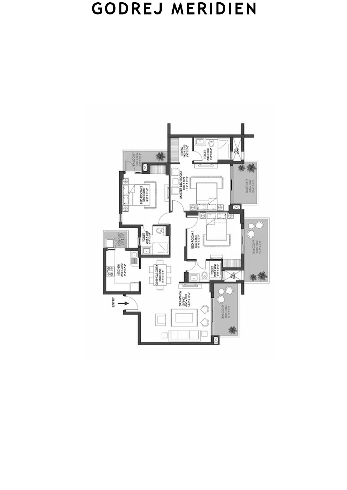 Godrej Meridien Tower 1 Unit 2 (Type C) Floor Plan