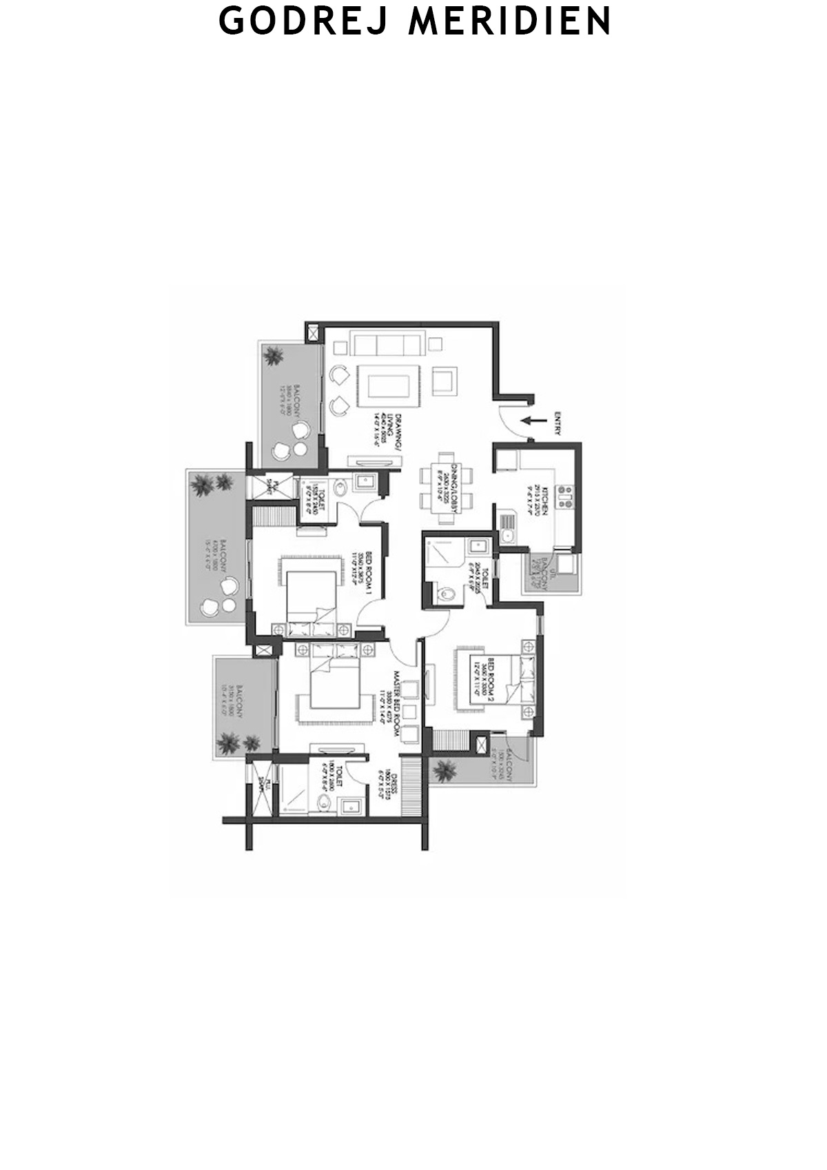 Godrej Meridien Tower 1 Unit 4 (Type C) Floor Plan
