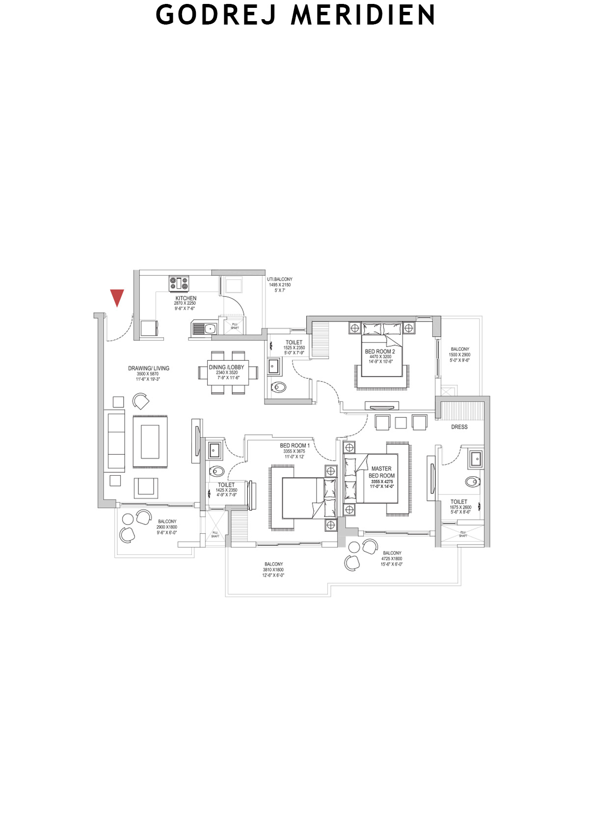 Godrej Meridien Tower 2 Unit 2 (Type A) Floor Plan