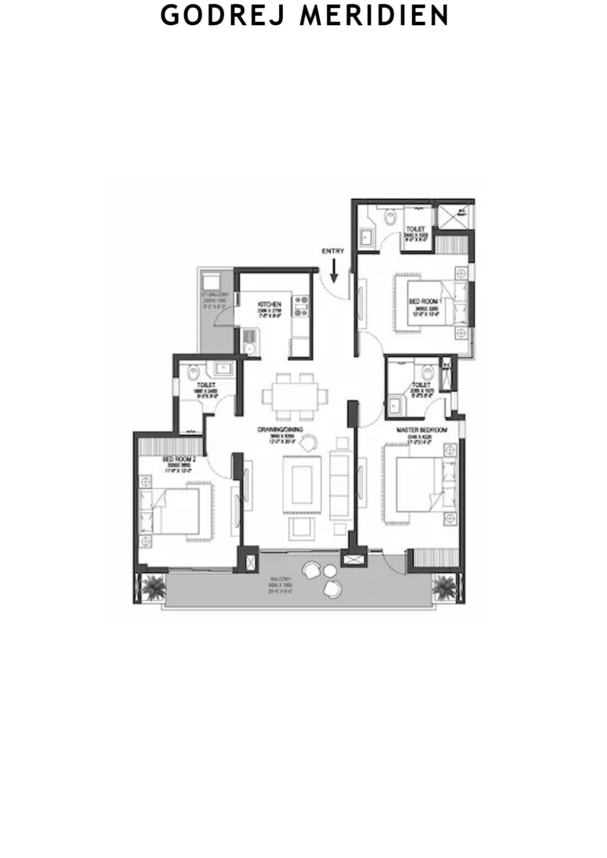 Godrej Meridien Tower 2 Unit 3 (Type B) Floor Plan