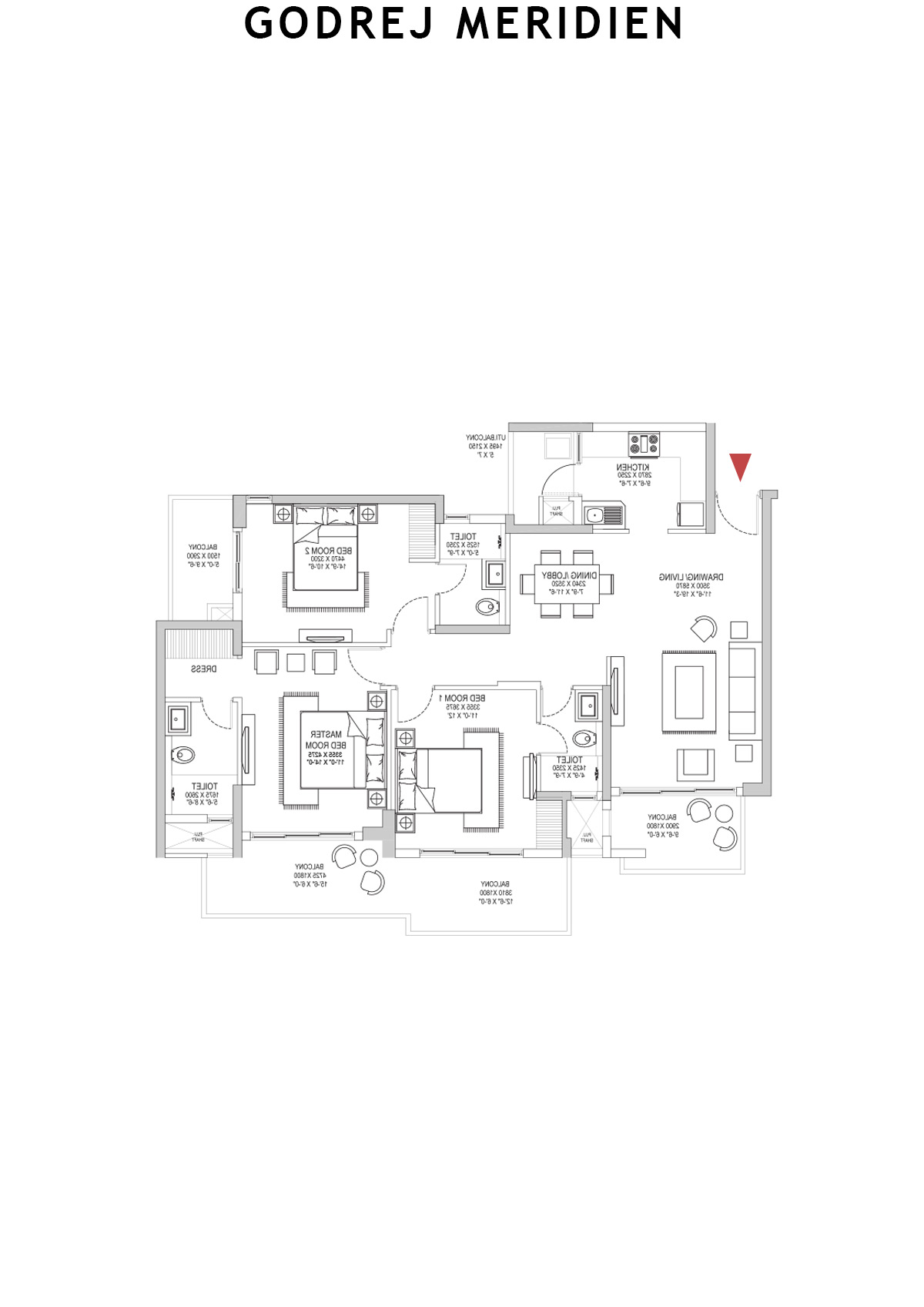 Godrej Meridien Tower 2 Unit 4 (Type A) Floor Plan